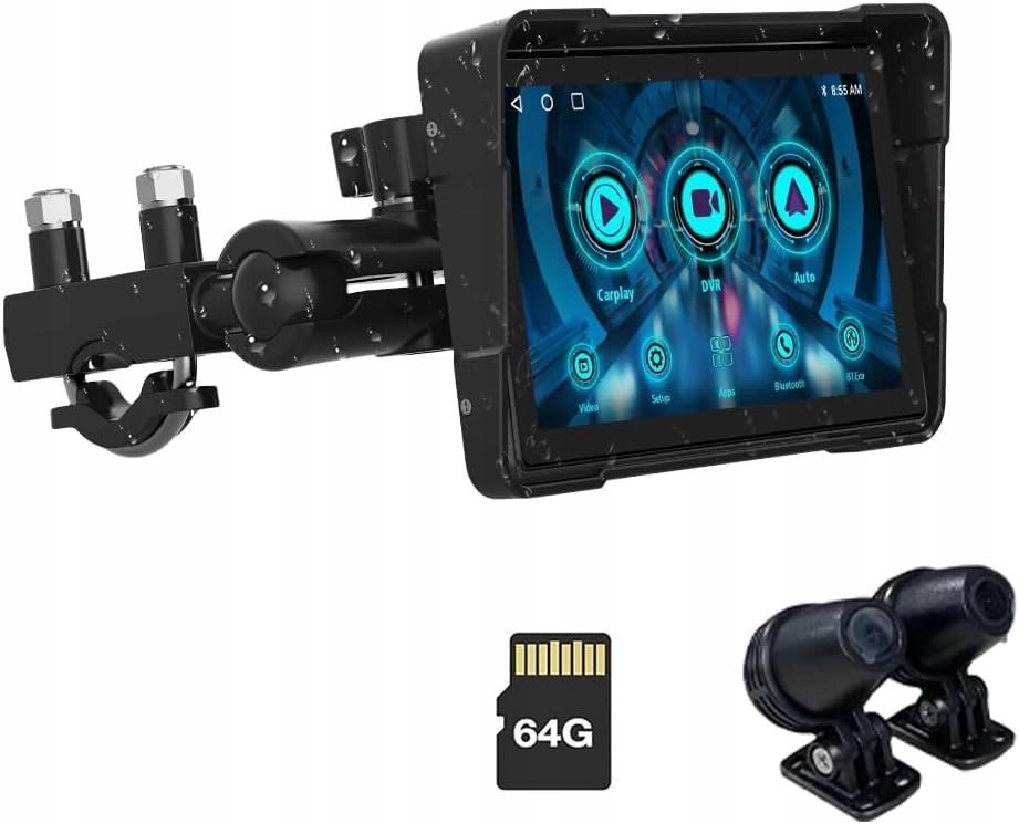 Motocyklová navigace 5'' CarPlay Android voděodolná Gps s kamerou a kartou