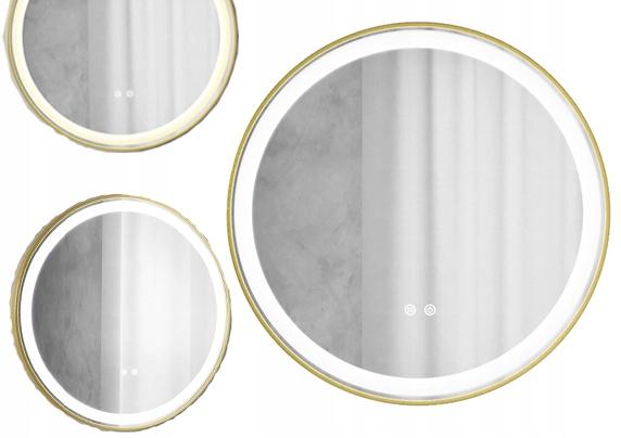 Okrúhle, energeticky úsporné Led zrkadlo 80x80 Carina zlaté