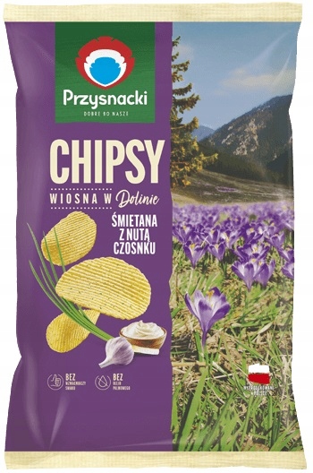 Levně Przysnacki Bramborové Chipsy s příchutí smetany a česneku 130 g, 9 kusů