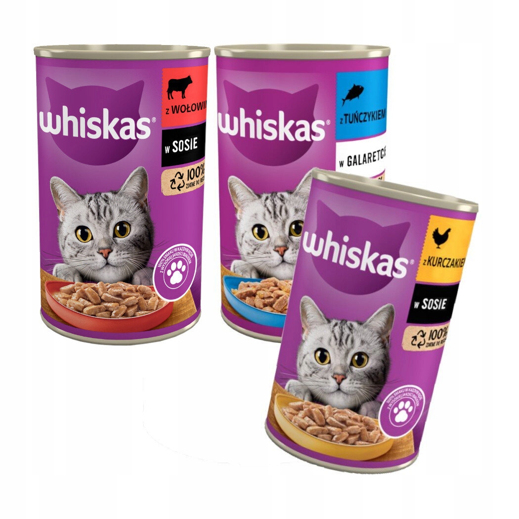 Levně Whiskas Adult 3 Příchutě Mokré Krmivo Pro Kočky 12x400g