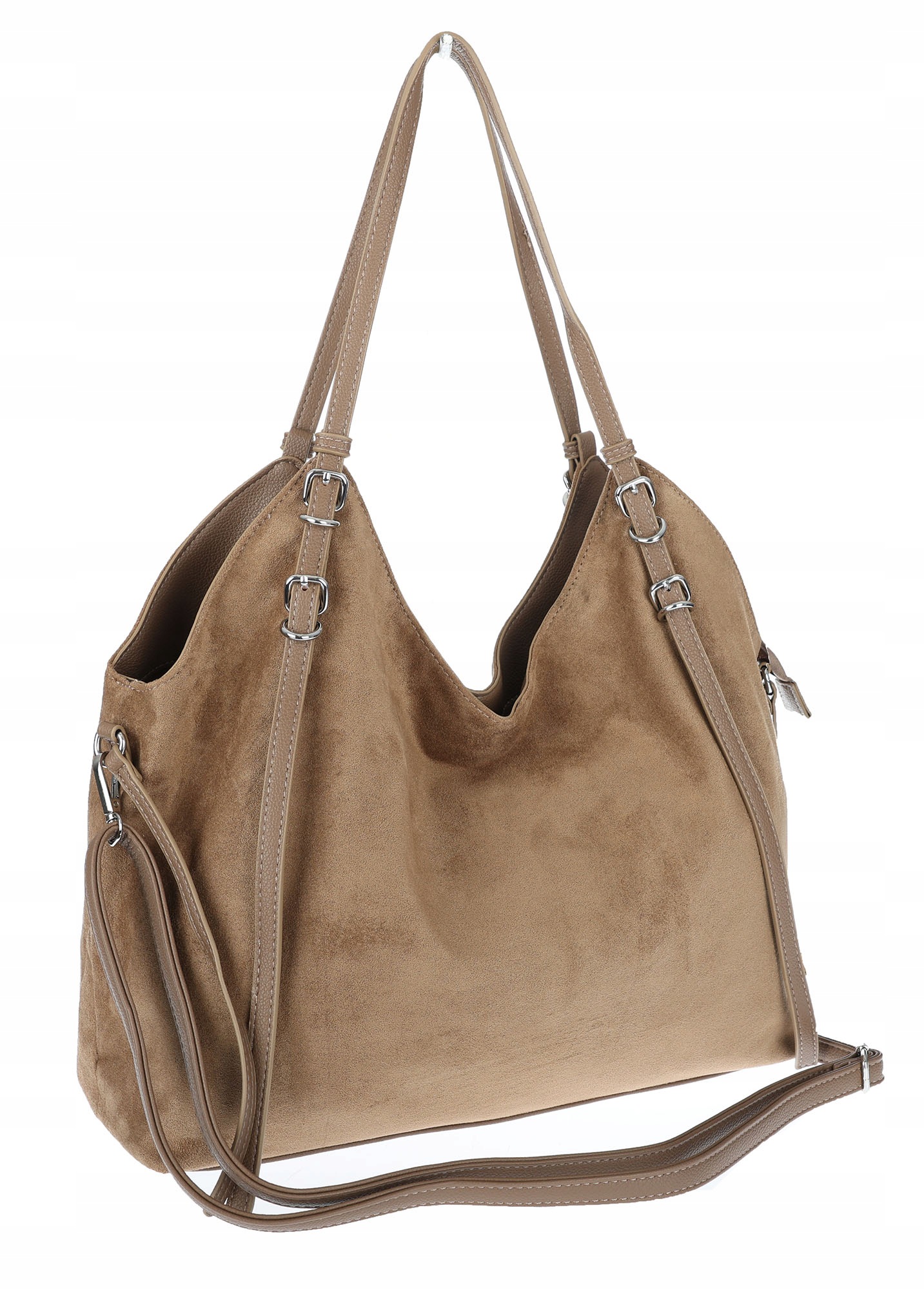 Dámská semišová kabelka shopper prostorná elegantní módní taška 638C Béžová