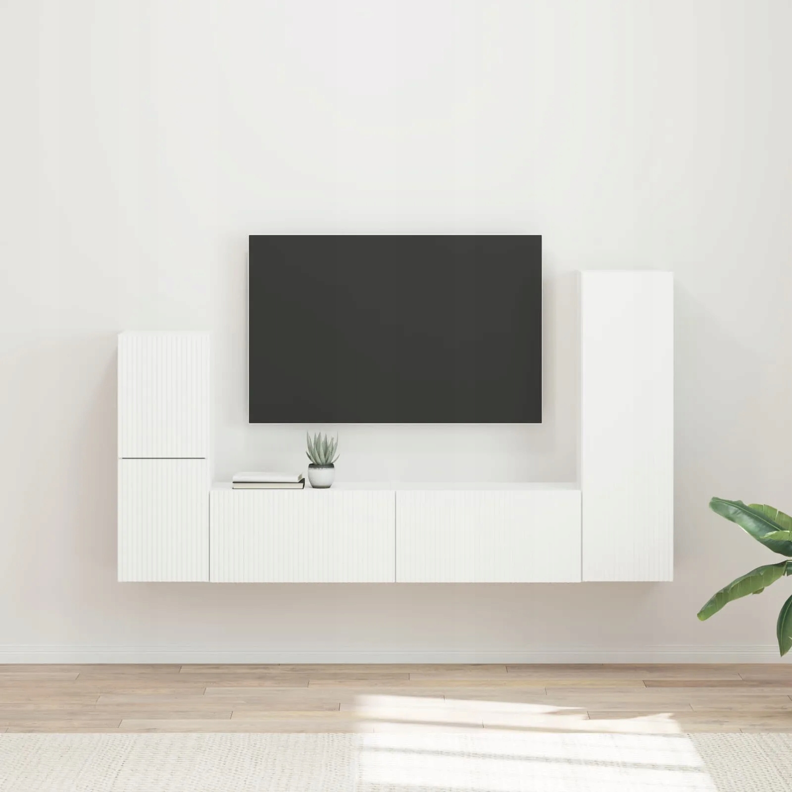vidaXL Zestaw szafek Rtv 4 pcs Biały Materiał drewnopochodny