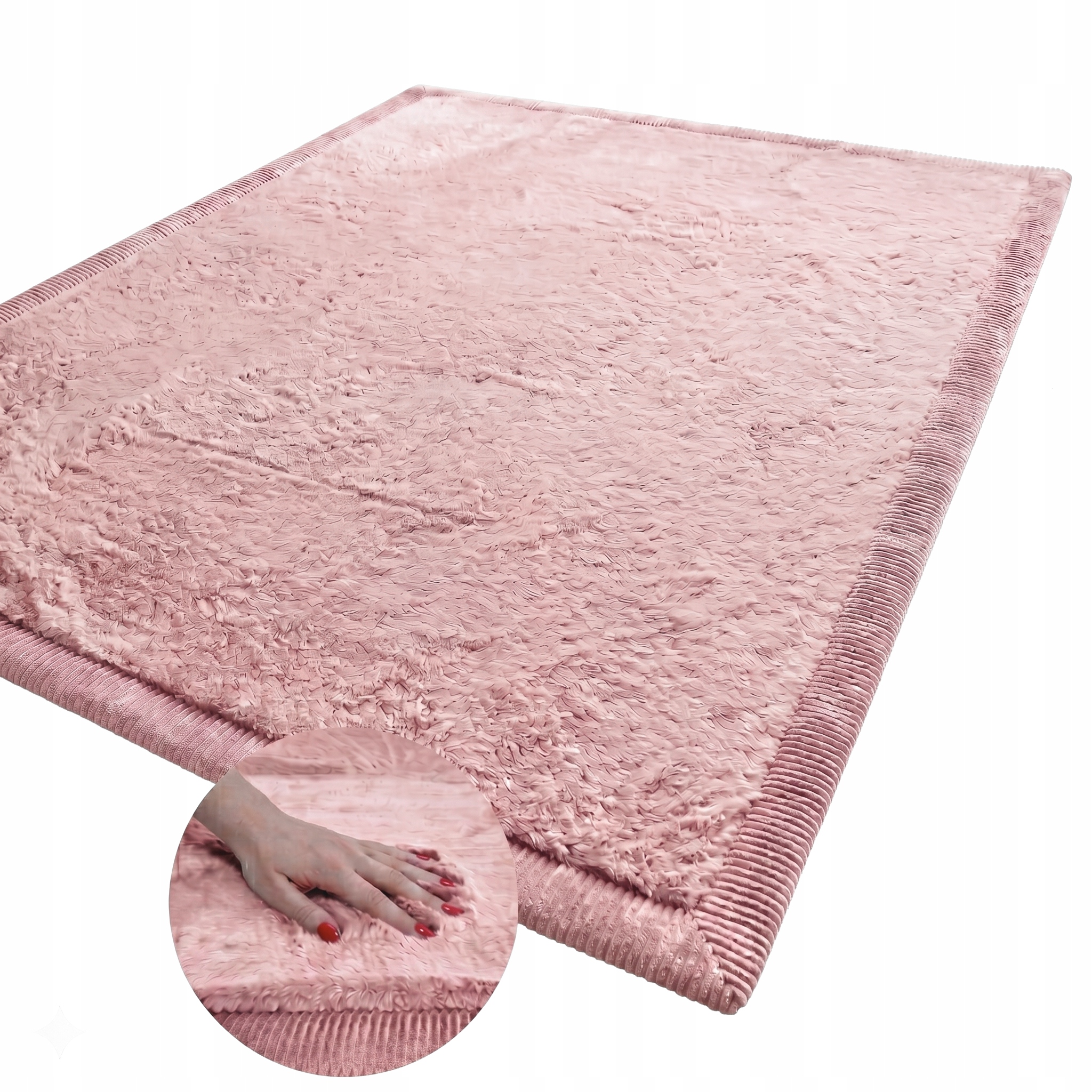Koberec do interiéru Rabbit Plyšový 80x150 cm Tlustý 4cm Růžový