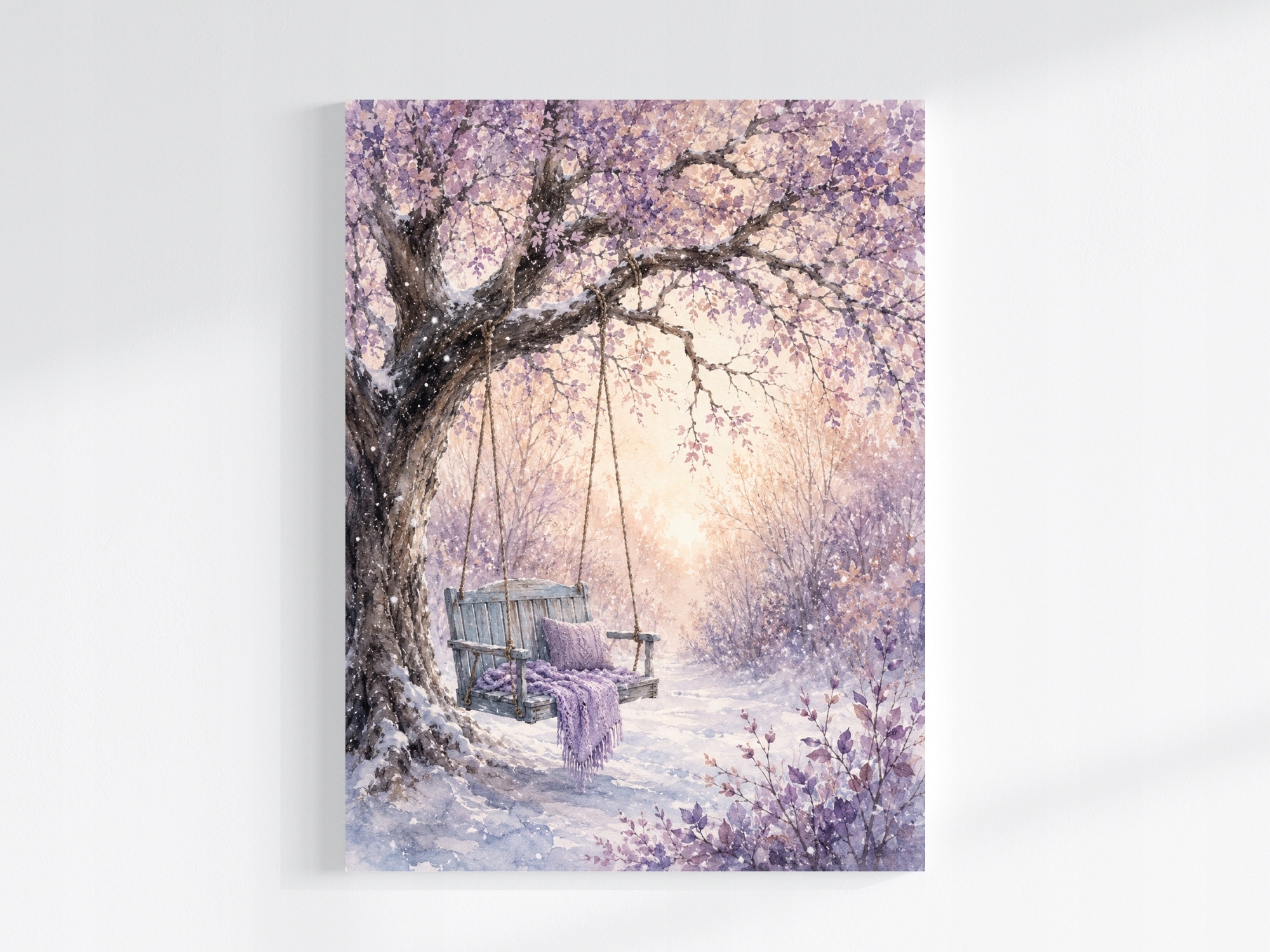 Obraz Na Plátně Canvas Krajina Zahrada Park Lavička Houpačka Zima Sníh 60x80