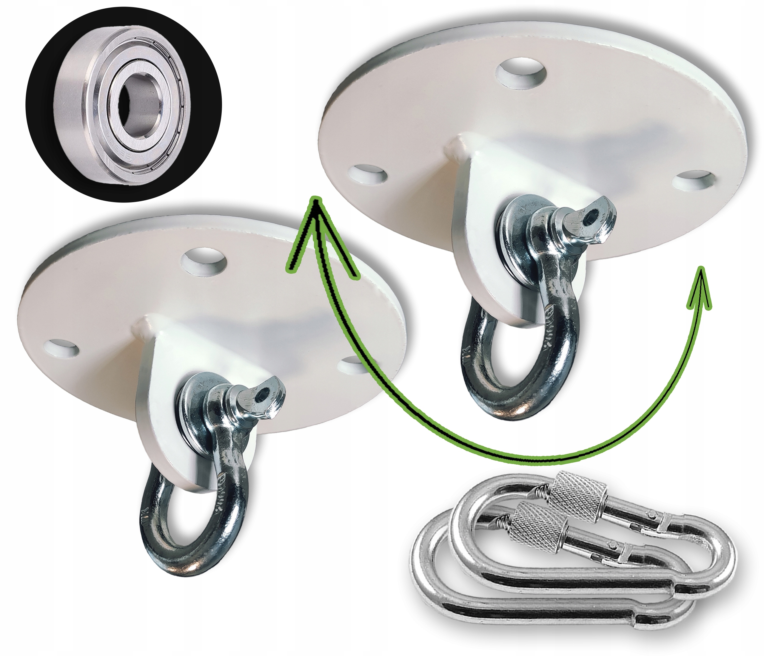 Kulaté upevnění s Ložiskem Háčky pro houpačku Stropní držáky Detal2M