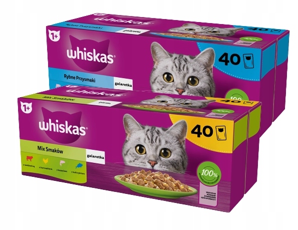 Whiskas mokra karma dla kota w galaretce saszetki 80 sztuk (2x40x85g)