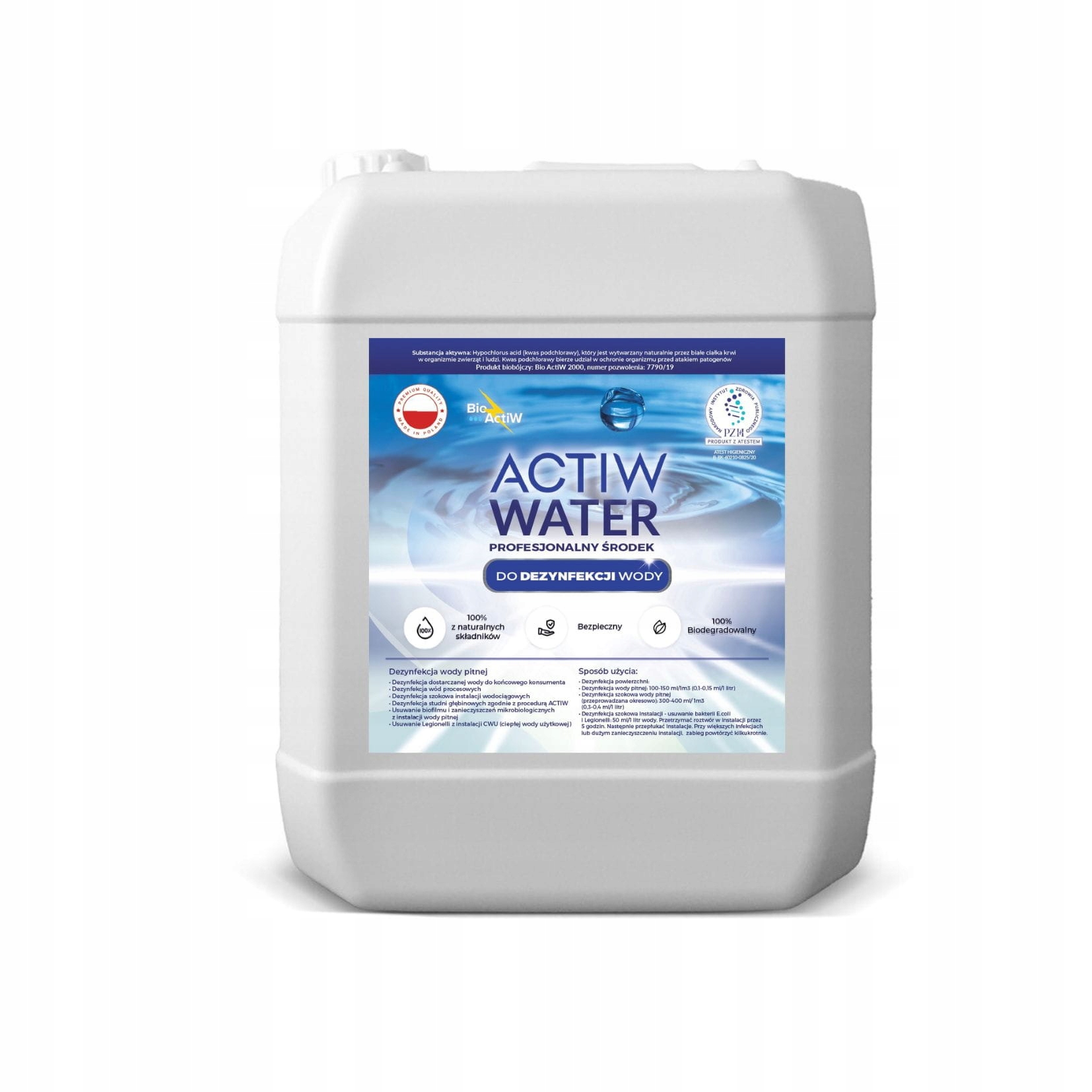 Bio ActiW Actiw Water 5L usuwa zagrożenia mikrobiologicznego w wodzie