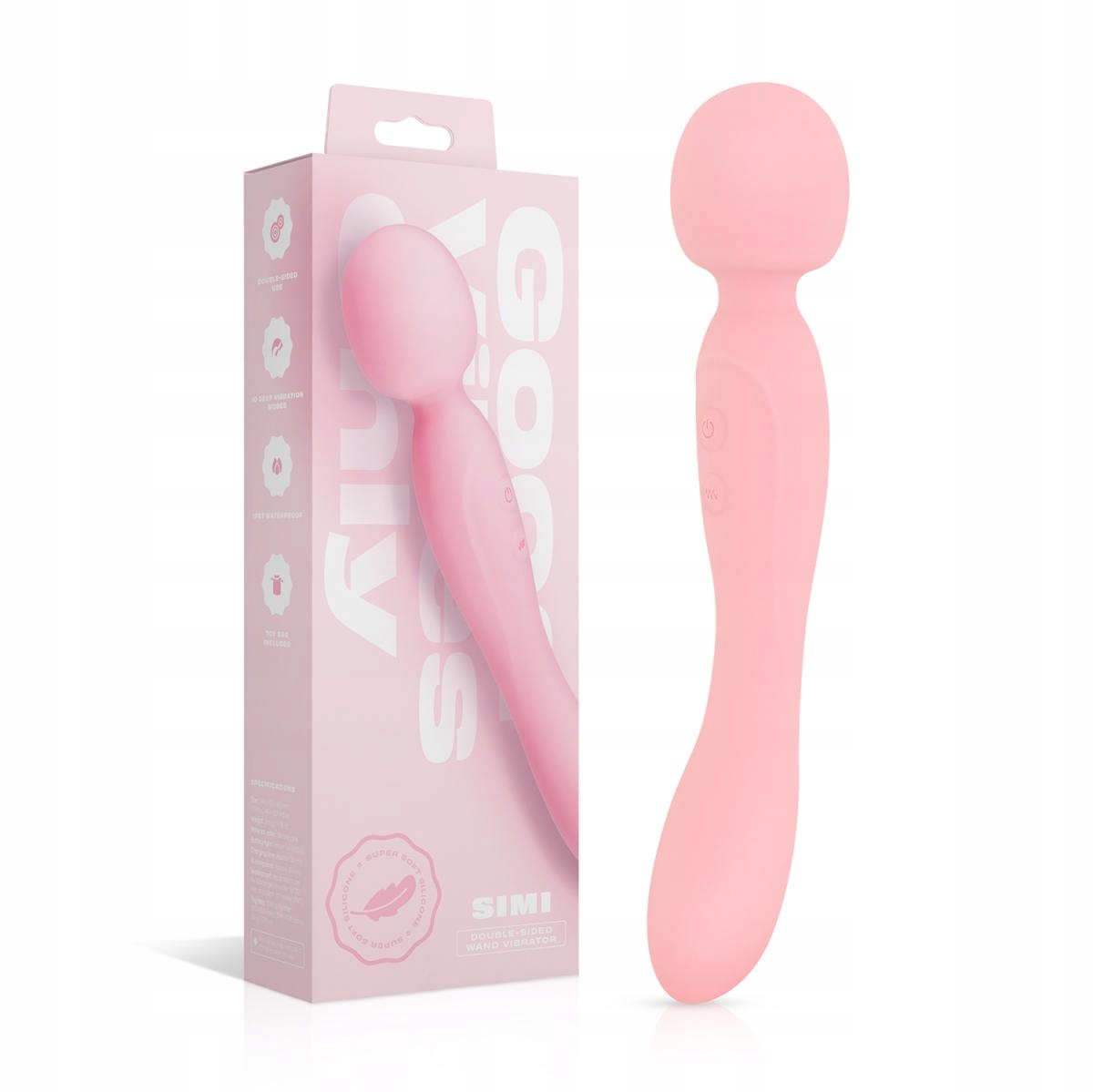 Good Vibes Only - Dwustronny Wibrator Różdżka - Soft Silicone - Różowy