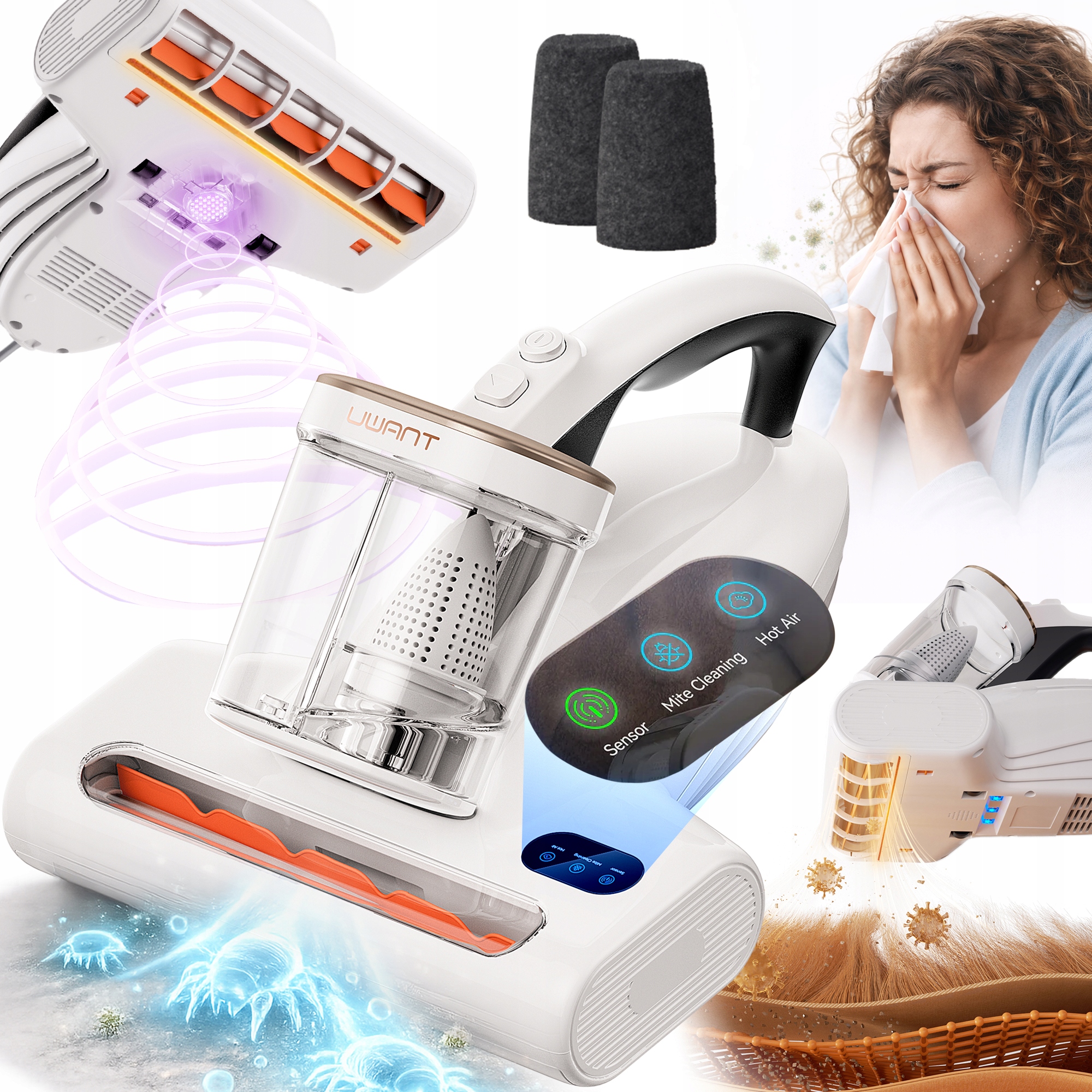 Vysavač Na Roztoče Pro Matrace Uvc Ultrazvuk Ruční 65°C Uwant M600