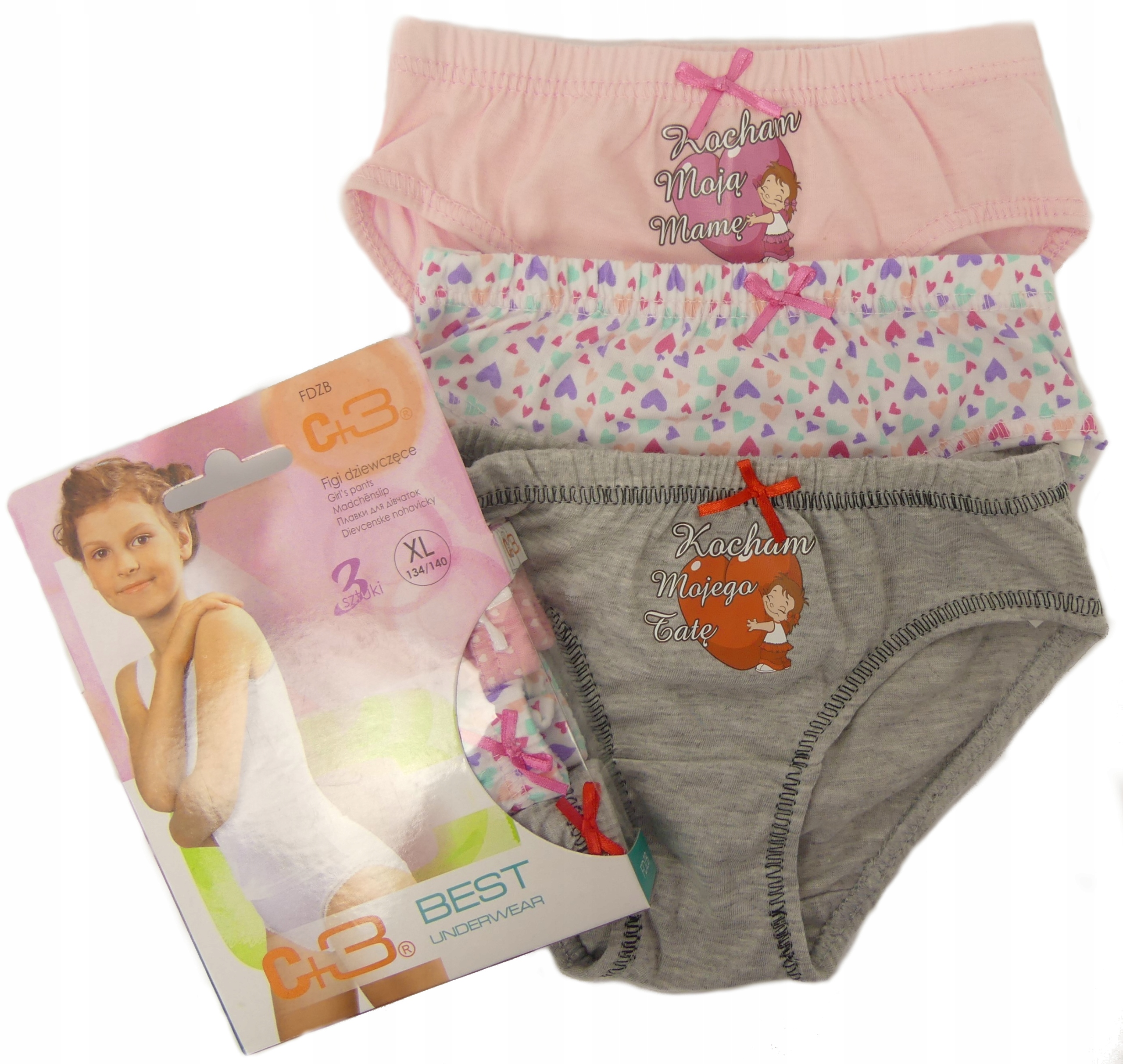 

Figi Dziewczęce 3szt.C+3 roz.XL134-140 100%BAWEŁNA