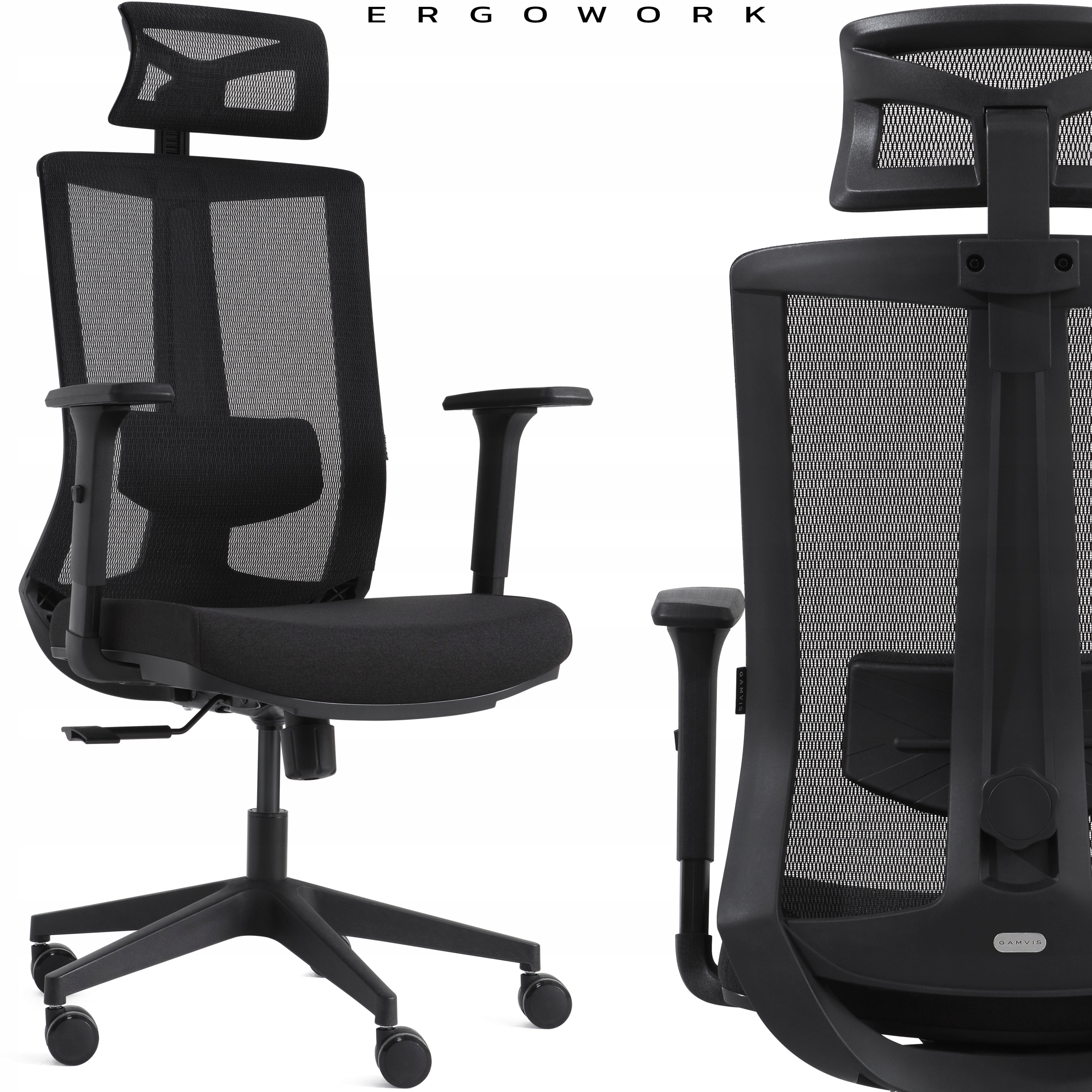 Gamvis ErgoWork Ergonomiczny FOTEL OBROTOWY BIUROWY KRZESŁO BIUROWE Premium