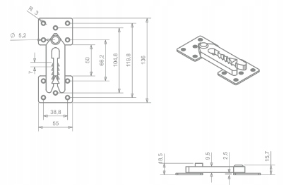 ŁĄCZNIK ZACZEP REGULOWANY DO ŁÓŻKA SOFY KROKODYL Marka Jardex