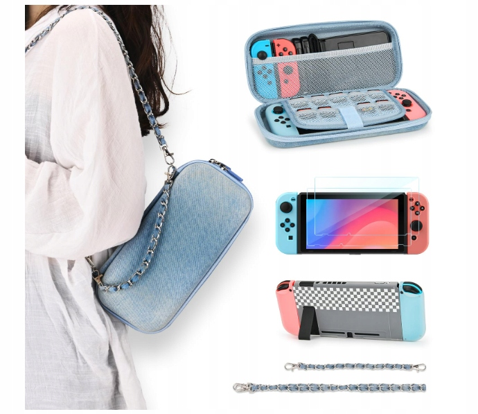 ETUI POKROWIEC DO NINTENDO SWITCH 2017 8W1 DAMSKA TOREBKA JEANS
