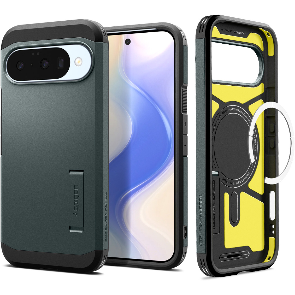 Pouzdro pro Pixel 10/Pro, Spigen Tough Armor pro MagSafe, pancéřové s podstavcem