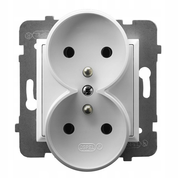 Gniazdo Podwójne Z Uziemieniem Ospel Aria GP-2URZ/m/00 Biały-Zdjęcie-0