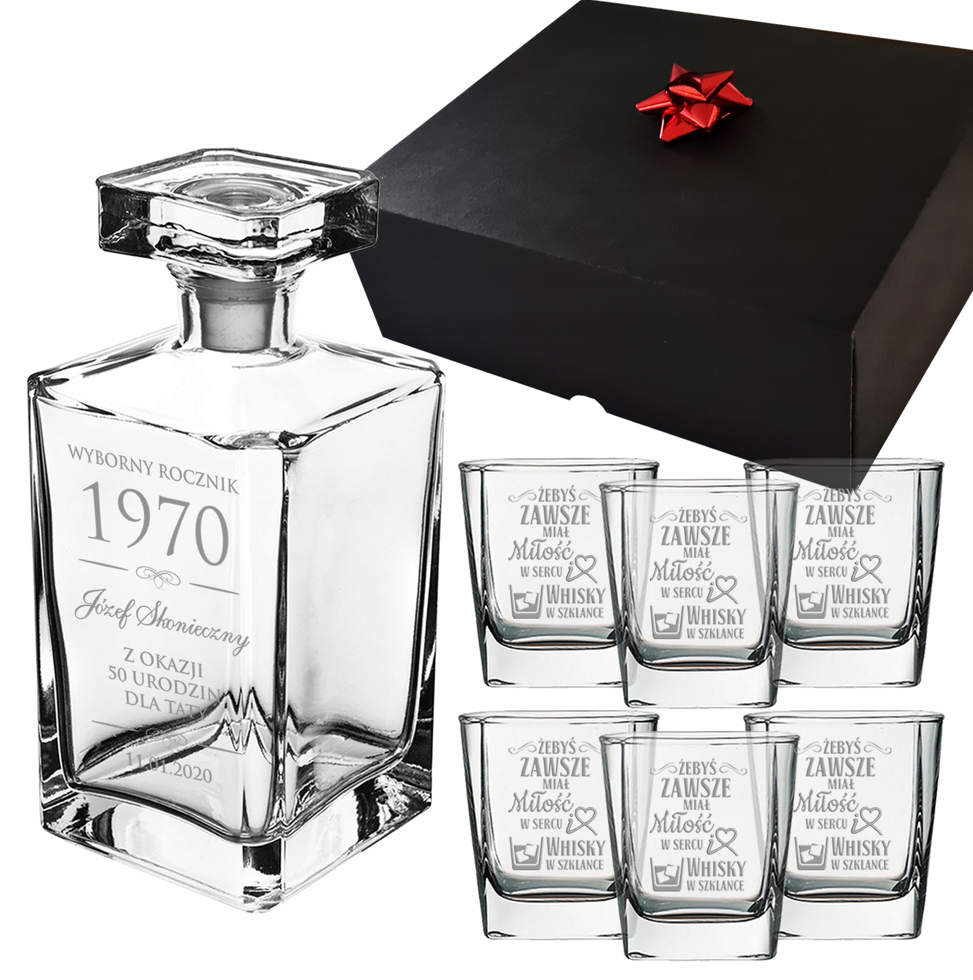 Zestaw do WHISKY - KARAFKA + 6 SZKLANEK - PREZENT