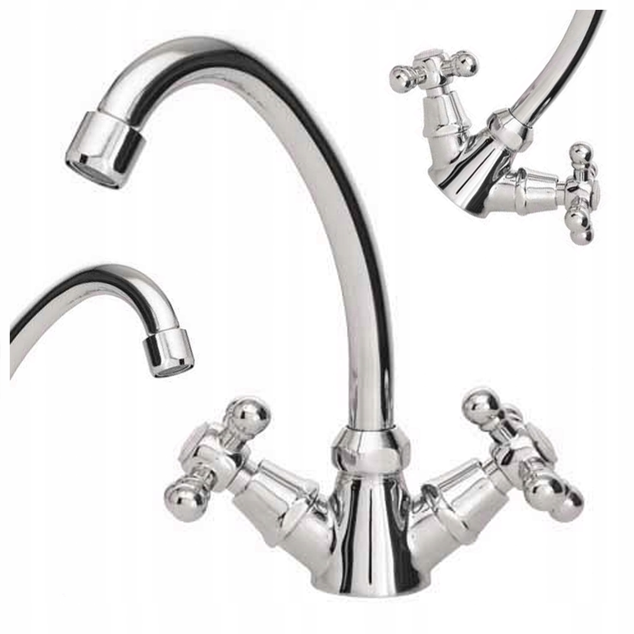 Stojanková Umývadlová Batéria S Pohyblivým Retro Výtokom, Chróm, Vysoká Kvalita