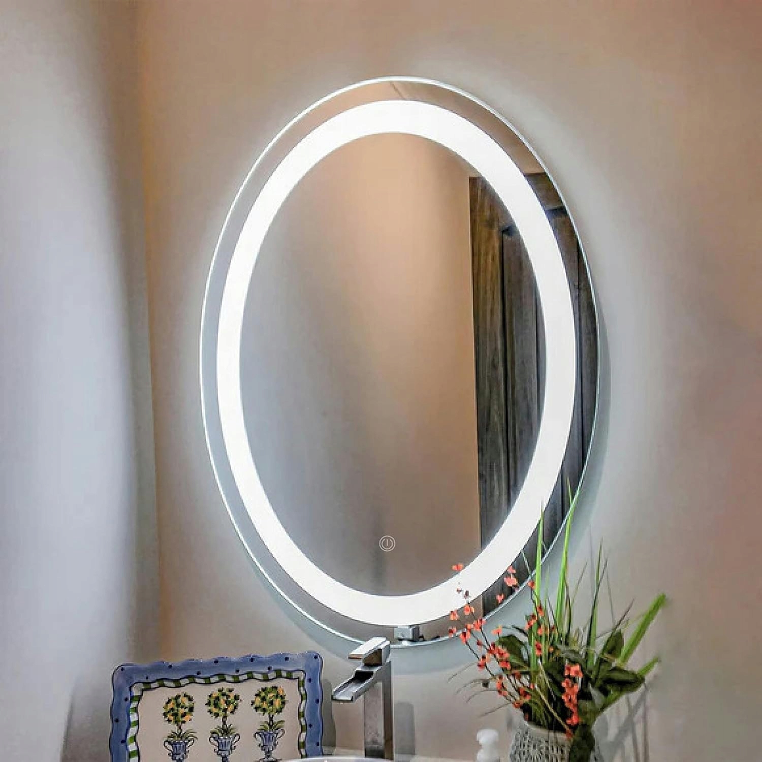 NOWOCZESNE LUSTRO OKRĄGŁE LED 60 cm LUSTRO ŚCIENNE ŁAZIENKOWE PODŚWIETLANE Wysokość 600 mm