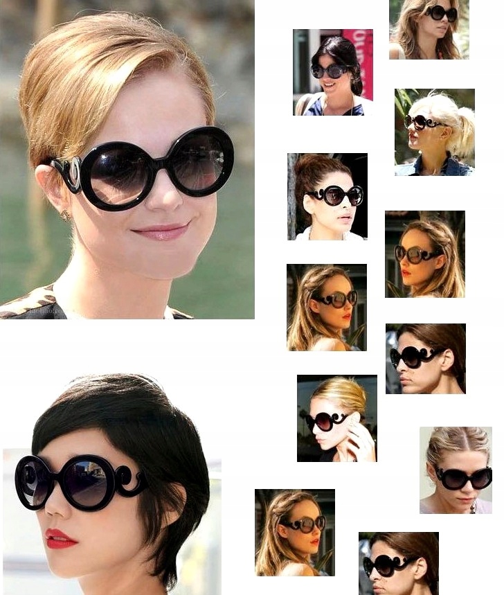 Duże okulary damskie cieniowane muchy ozdobne Kolekcja O77