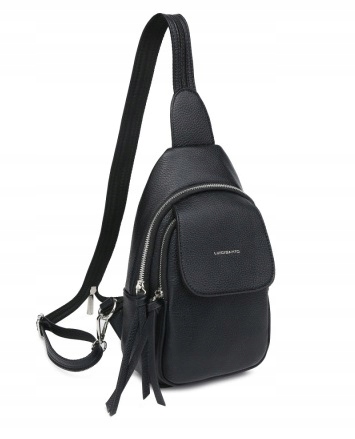 Czarny Praktyczny Plecak Saszetka Luigisanto przez Ramię Skóra Ekologiczna