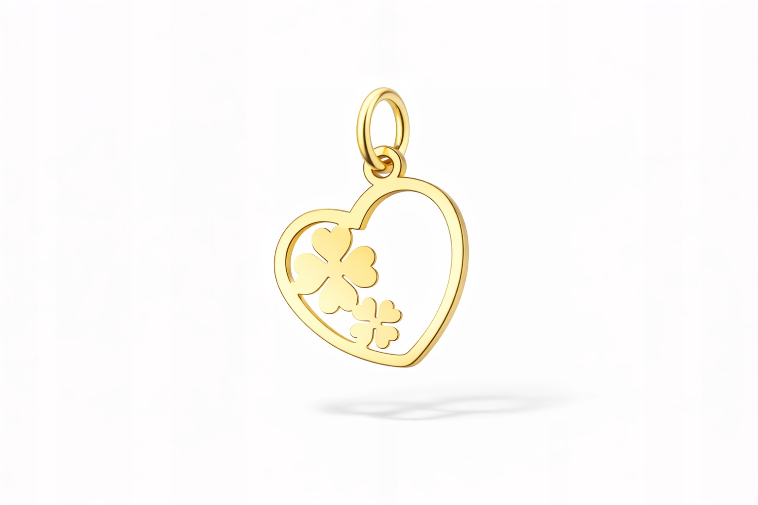 Zlatý přívěsek srdce čtyřlístek, přívěsek lásky a štěstí