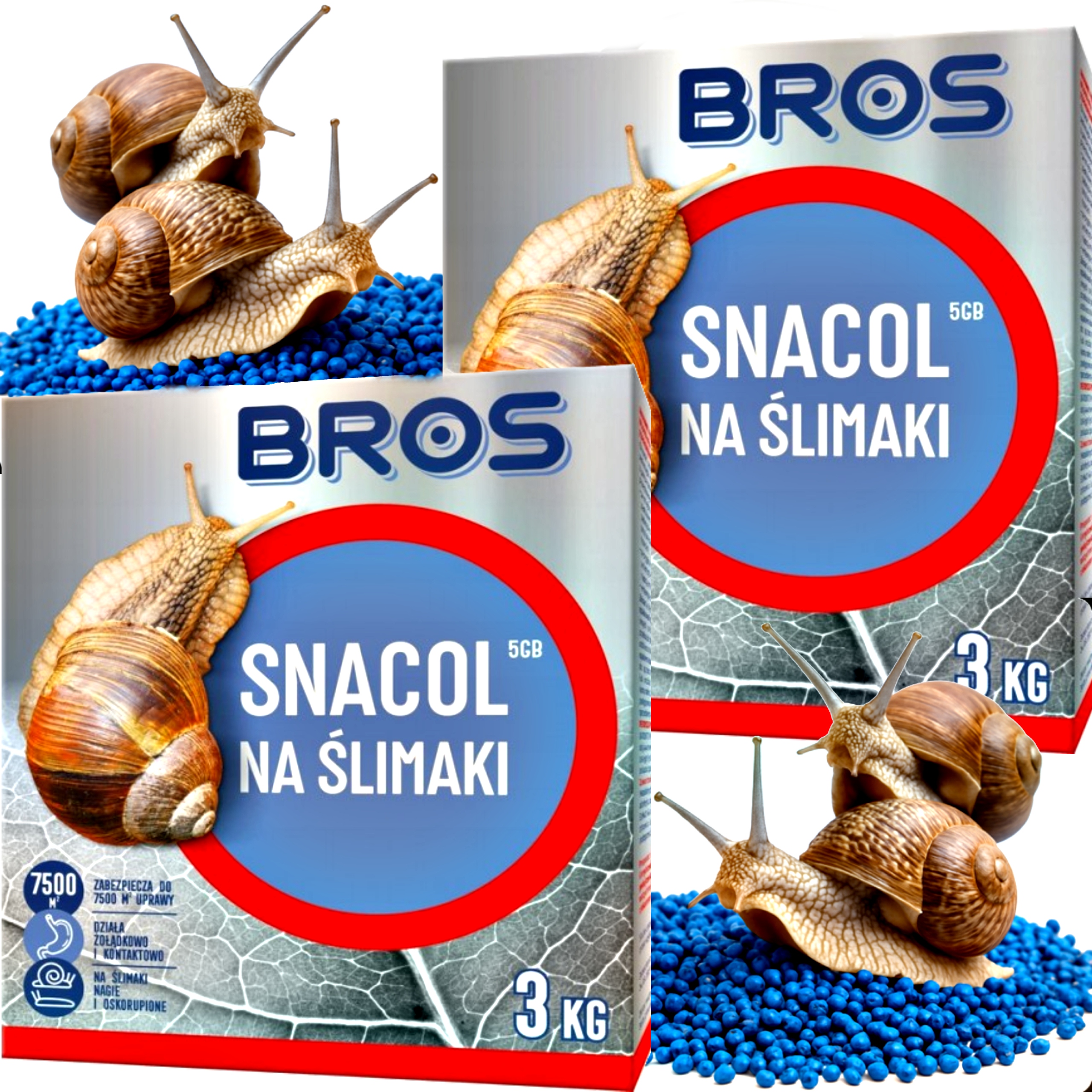 Bros Snacol Granulat Trutka Na Ślimaki 5GB 3kg zabezpiecza 7500m2 uprawy