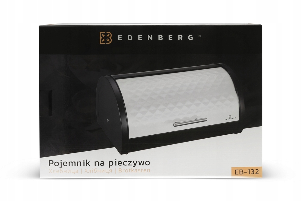 NOWOCZESNY STALOWY CHLEBAK metalowy POJEMNIK biały EDENBERG EB 132 Kolor czarny