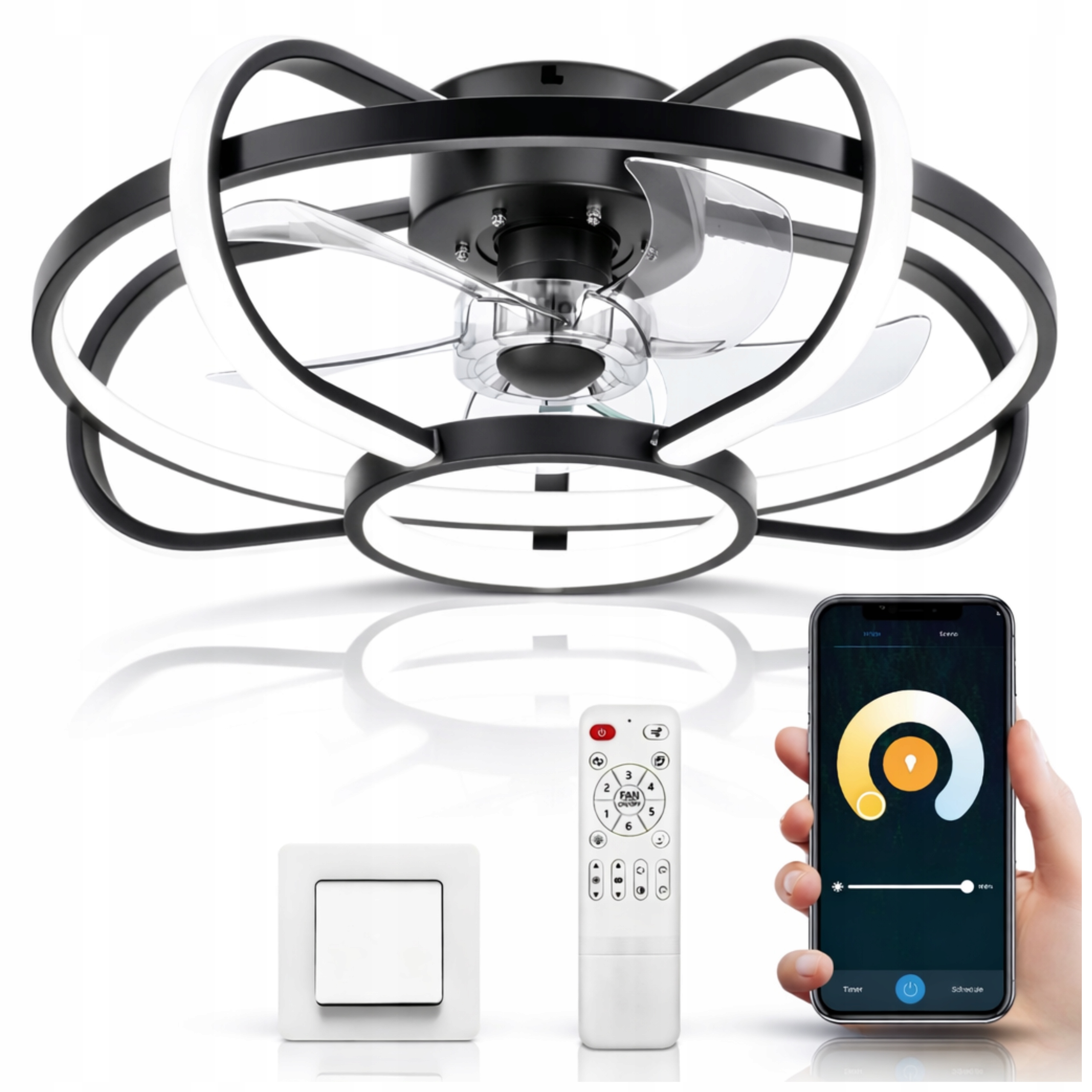 Stropní ventilátor s osvětlením Stropní Svítidlo s Led ventilátorem 50 cm