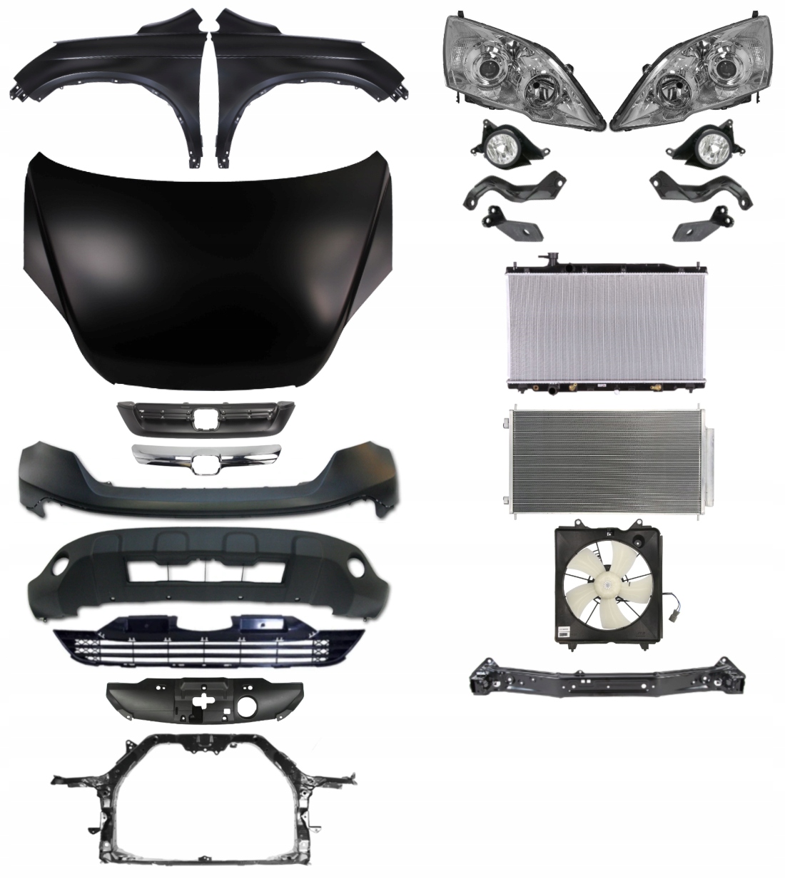 Honda CRV III 06-09 Maska Zderzak Błotnik Pas ZESTAW CZĘŚCI