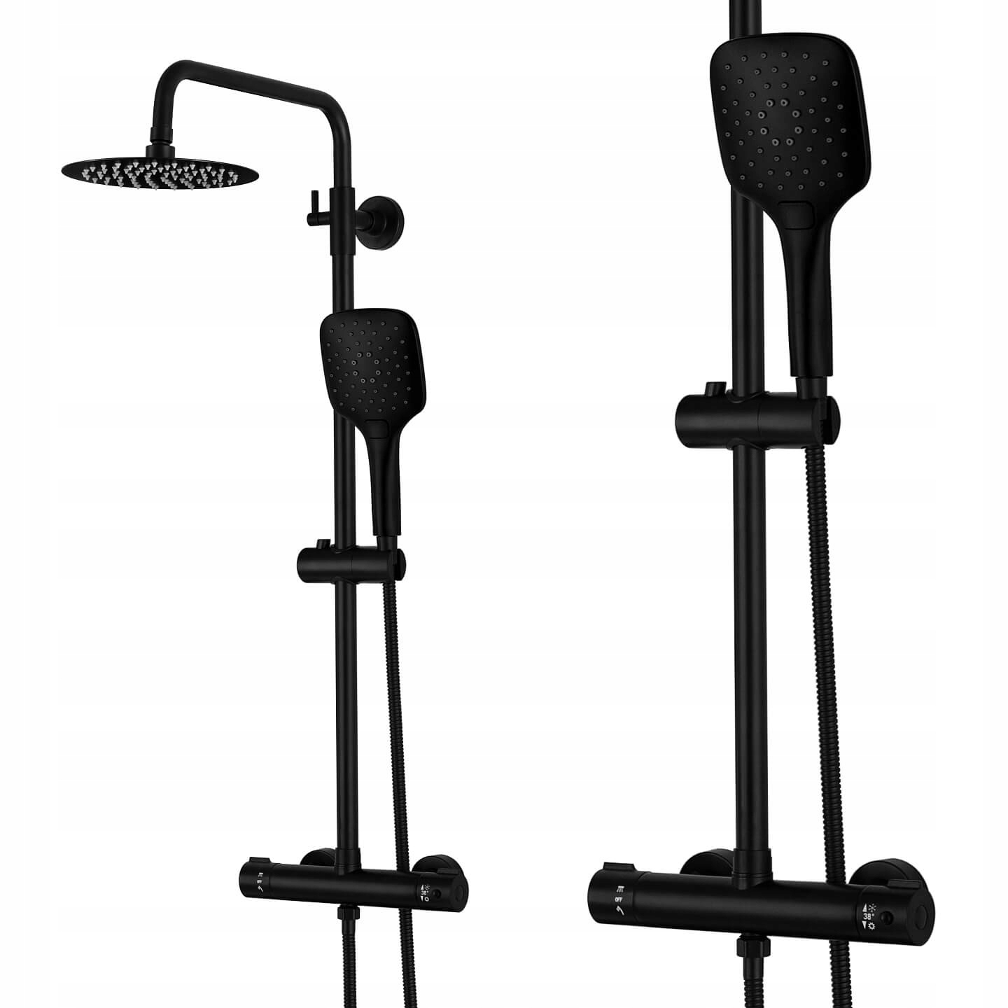 Čierny Sprchový Set Sprchový stĺp 20 cm