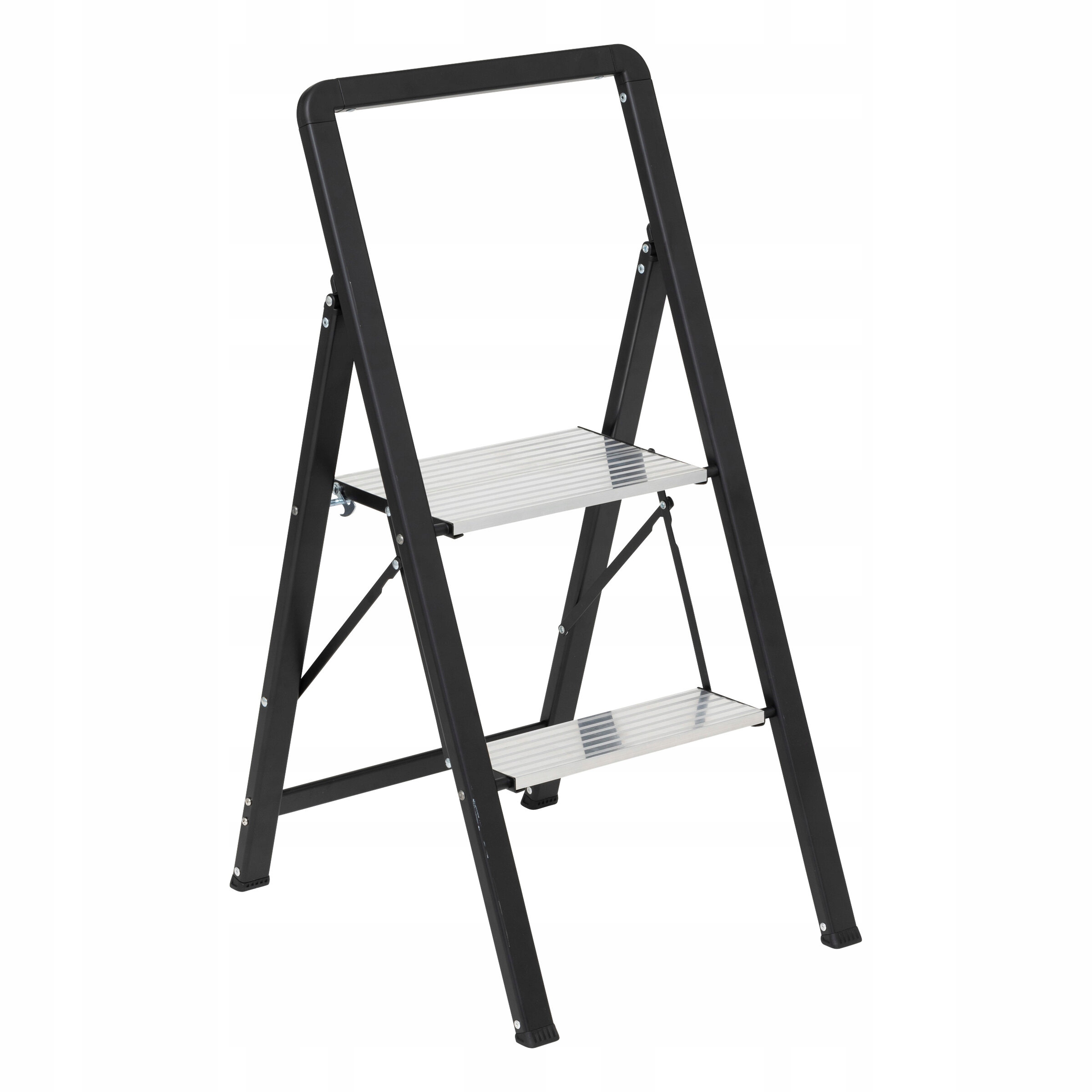 Skladacia Hliníková Rebríková Tyč Čierna 2-STUPŇOVÁ Easy 49,5 X 83 CM Do 150 Kg