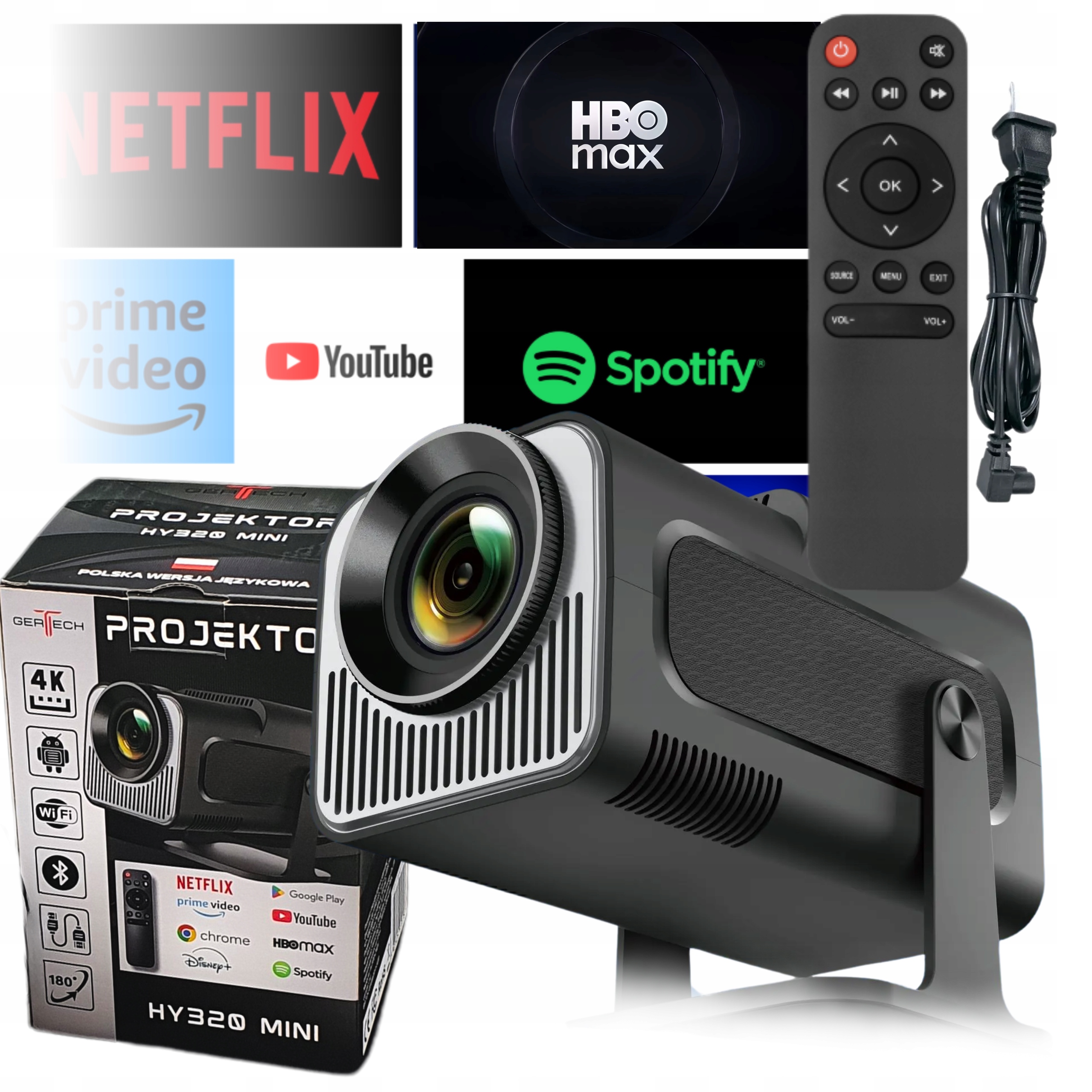 Led projektor Mini Přenosný Smart Domácí kino Android 4K Otočný