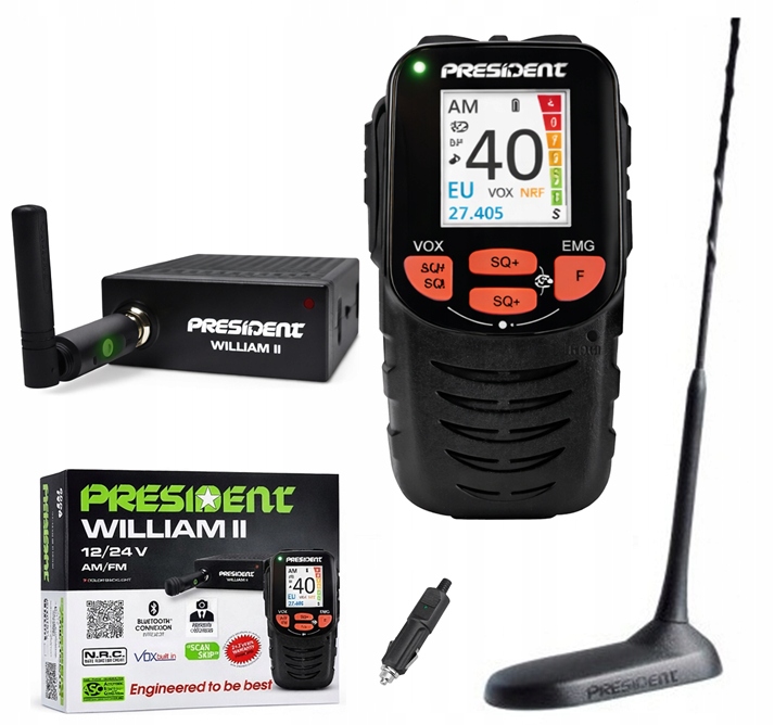 Zestaw Radio President William II Cb radio 12/24V Antena Virginia