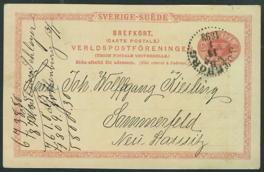 Szwecja Cp - 1893 r - Goteborg via Neu Sasnitz