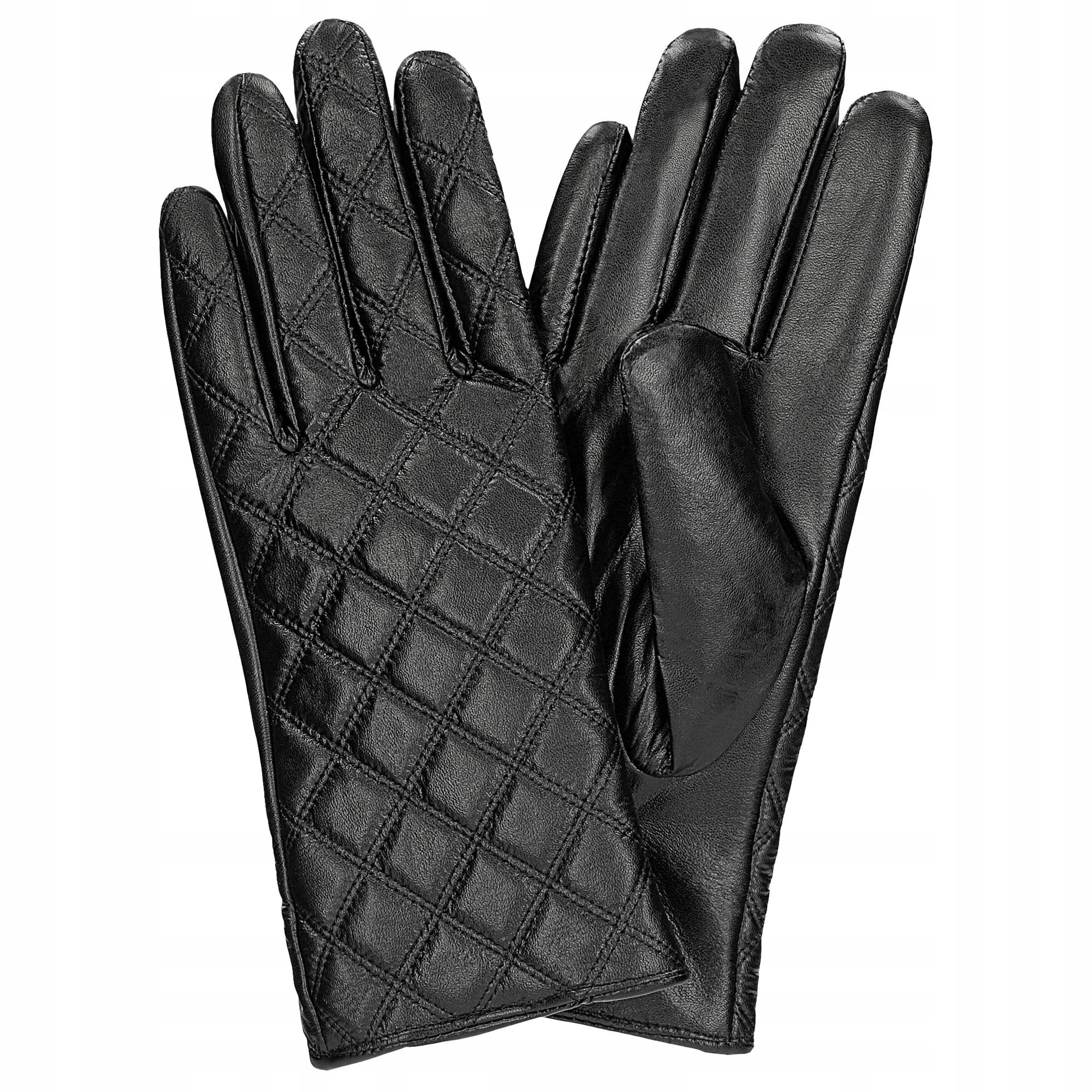 Černé prošívané kožené rukavice vel. M