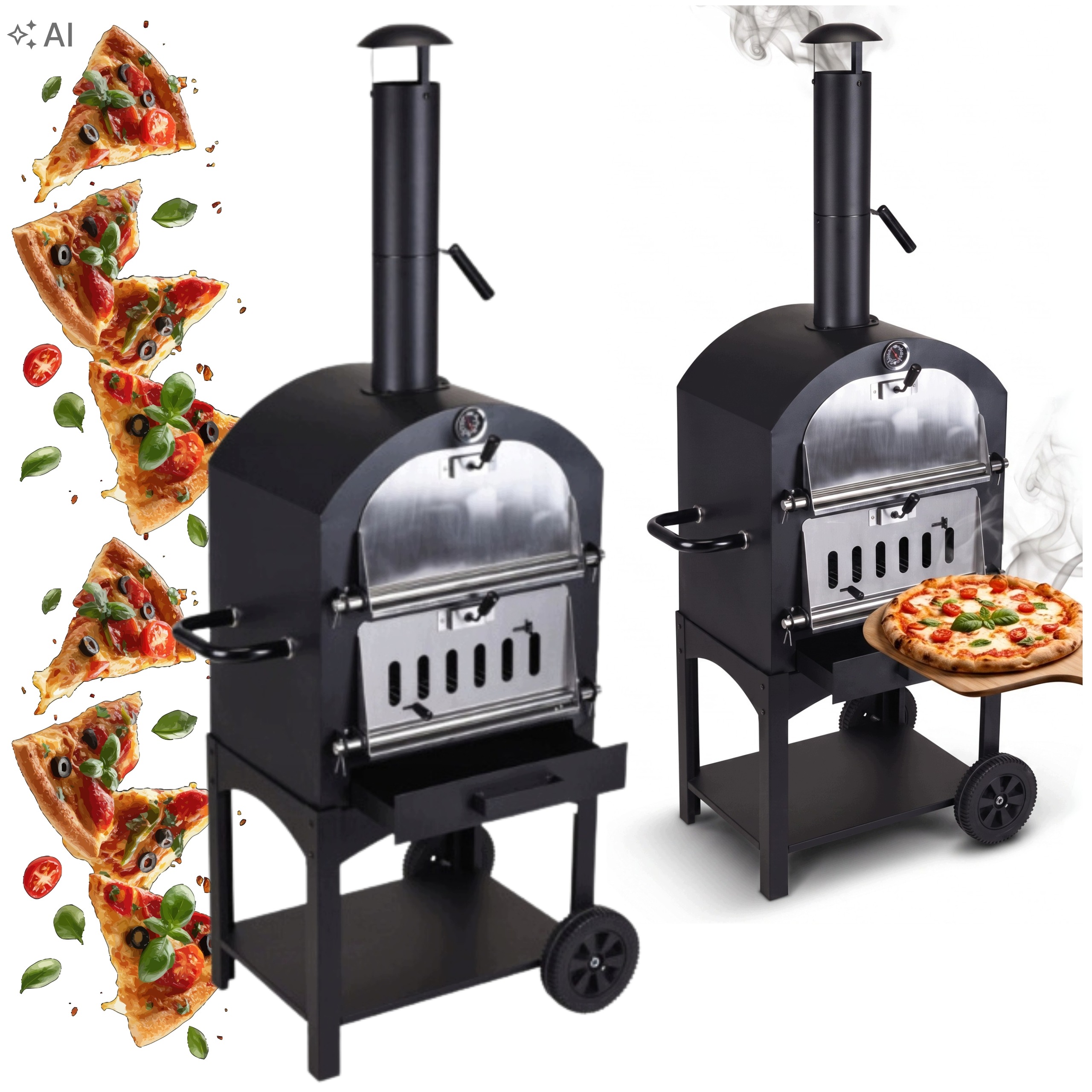 Piec Do Pizzy ogrodowy węglowy węgiel drzewny drewno 67x47,5x156 cm