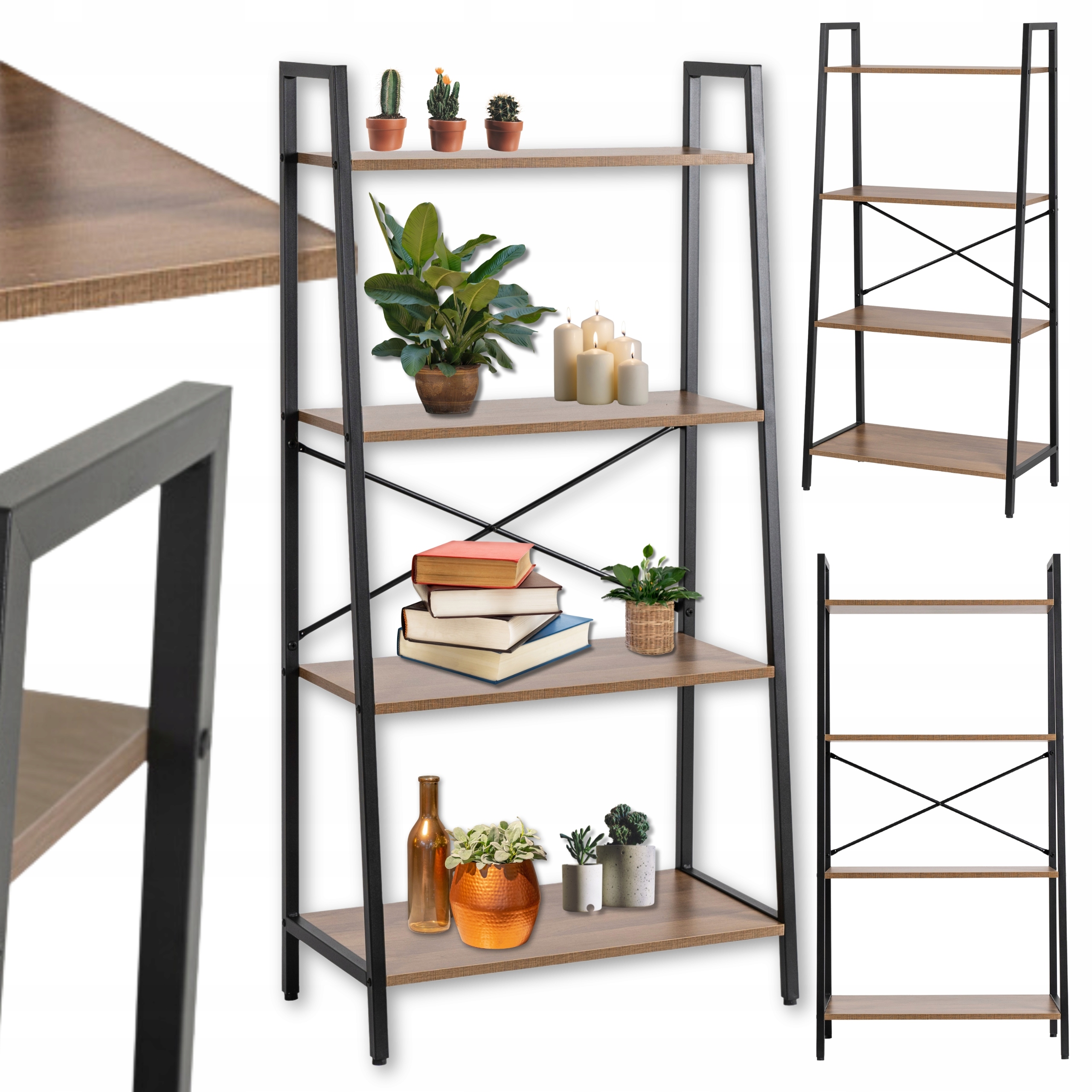 Mládežnický regál Ořech Vysoký Otevřený Loft na knihy Hračky Gia