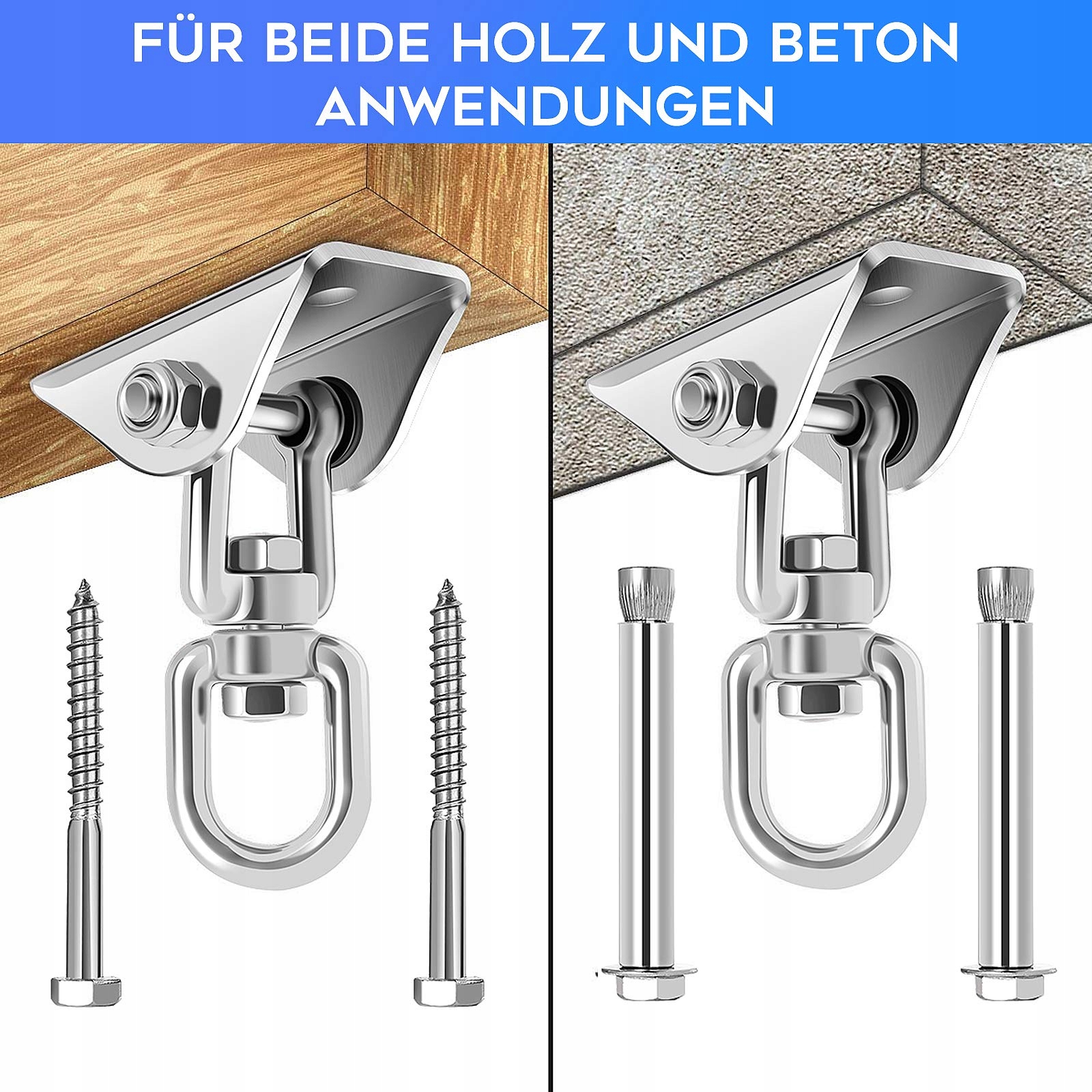 AWR OUTDOOR Hak Obrotowy 360° 450KG Stal Nierdzewna Do Huśtawek i Jogi — miniatura 2