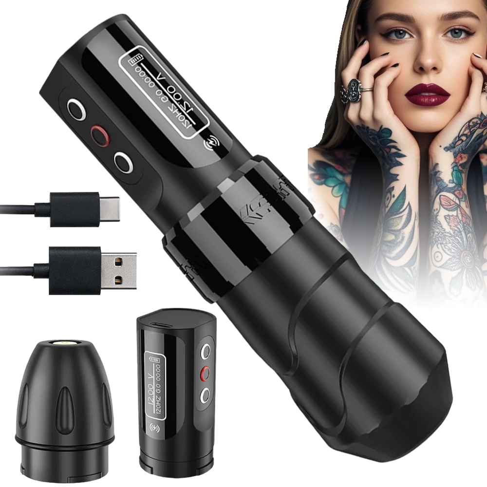 Na Tetování Strojek Pen Rotační LCD Regulace Hloubky Jehly 12V