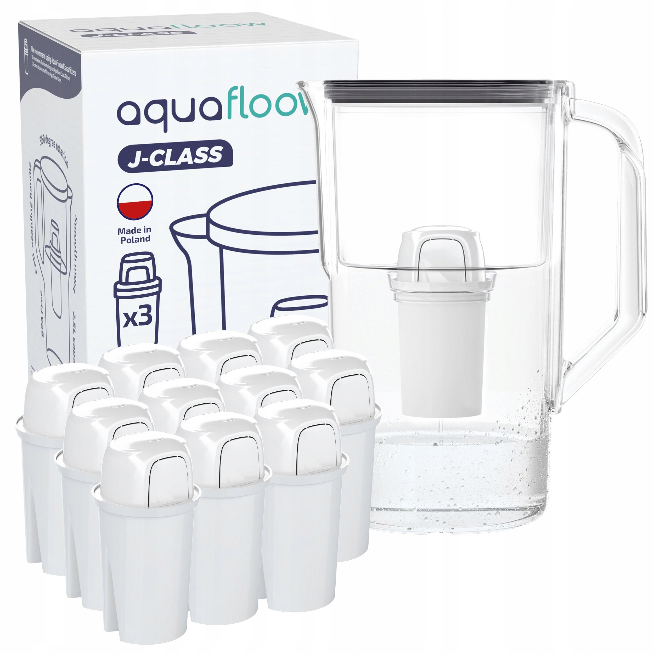 Filtrační konvice AquaFloow J-class 2,5 l černá 12 x filtrační vložka vody