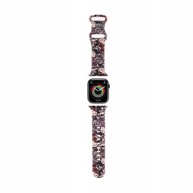 Hello Kitty Silicone Tags Graffiti – řemínek pro Apple Watch 38/40/41 mm (růžový)