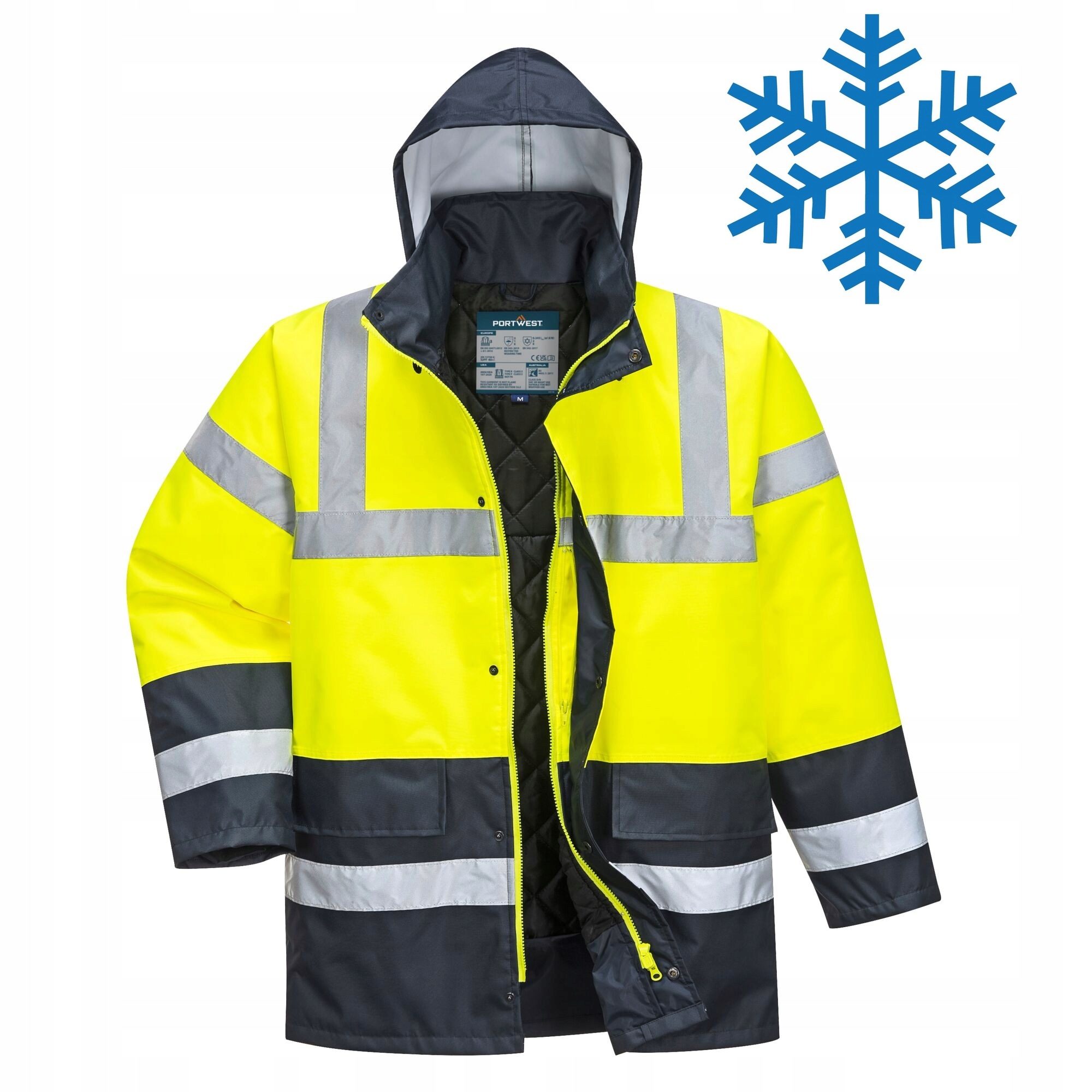 Zimní silniční výstražná bunda Hi-Vis žlutá Portwest ES466 XL do -36 °C