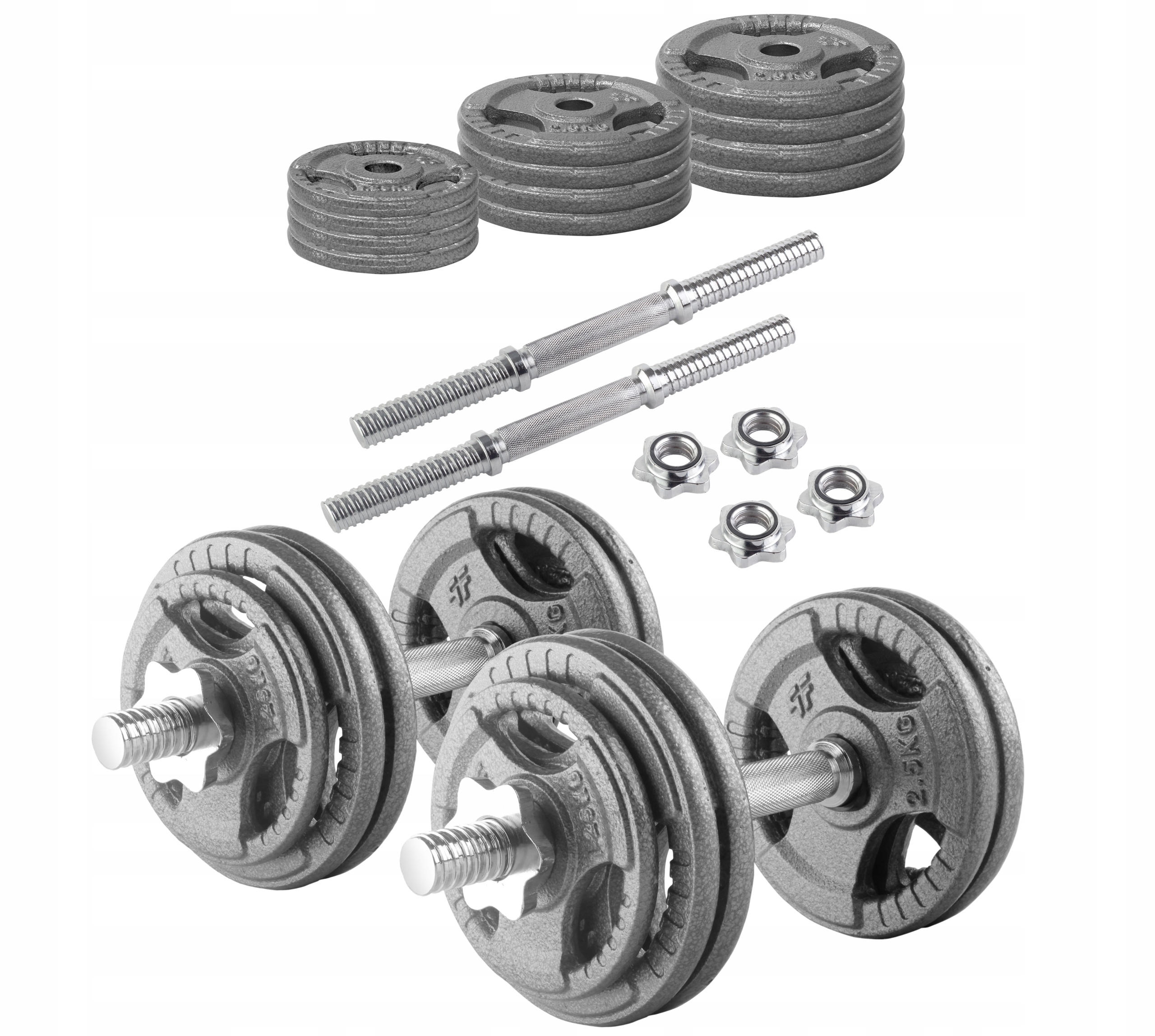 PLATINUM FITNESS HANTLE ŻELIWNE REGULOWANE 2x15KG ZESTAW HANTLI 30 KG Kod producenta 4718255228860