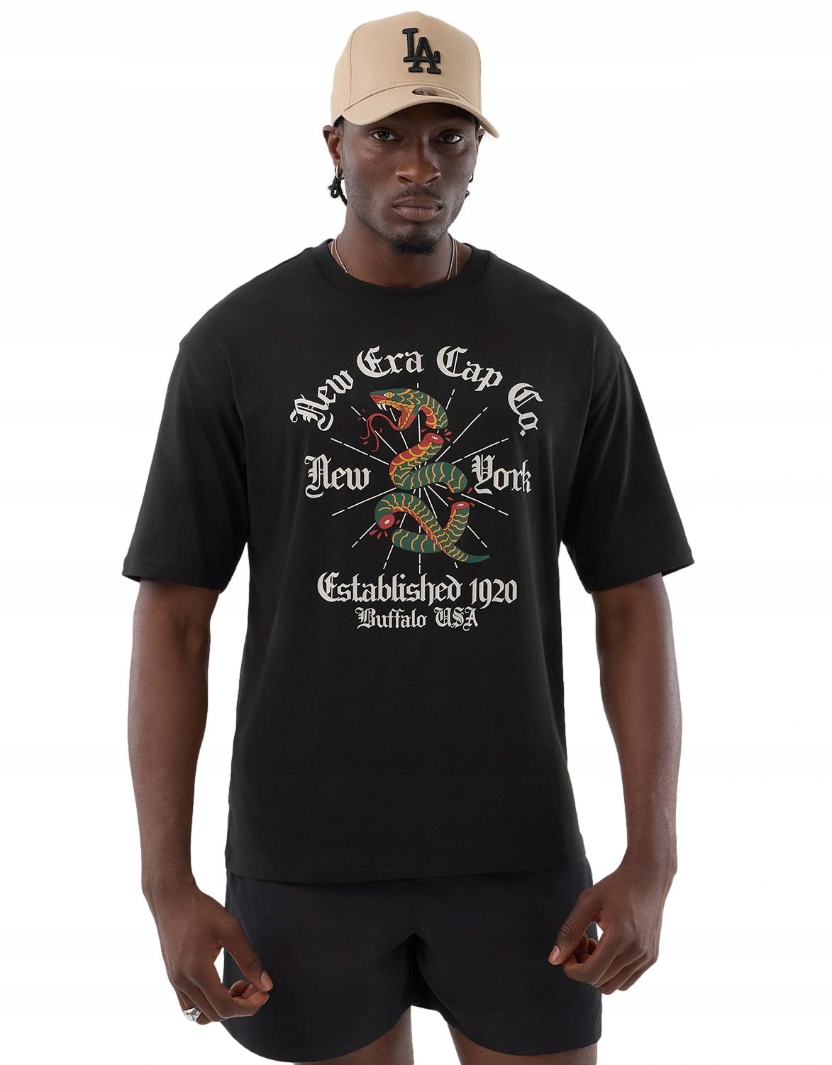 Tričko pánské New Era tričko Buffalo New York oversize bavlna černá
