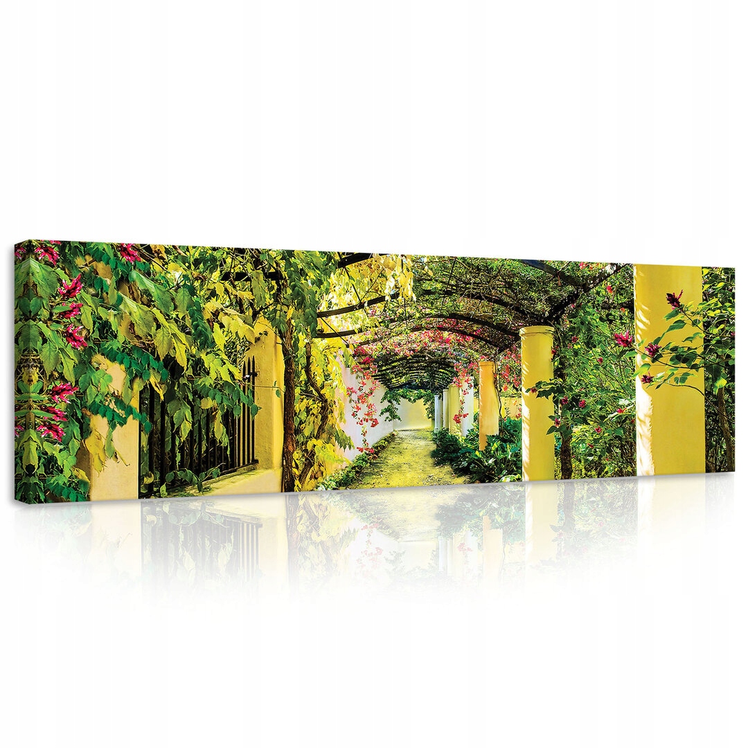 Obraz 145x45 Alej oblouková pergola zelený tunel sluneční světlo listy
