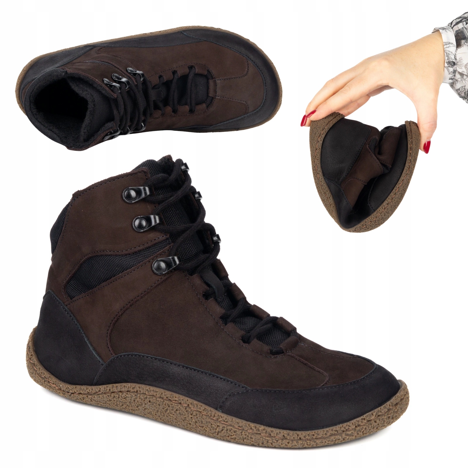 Zateplené dámské minimalistické boty 0821W z měkkého nubuku, velikost 42