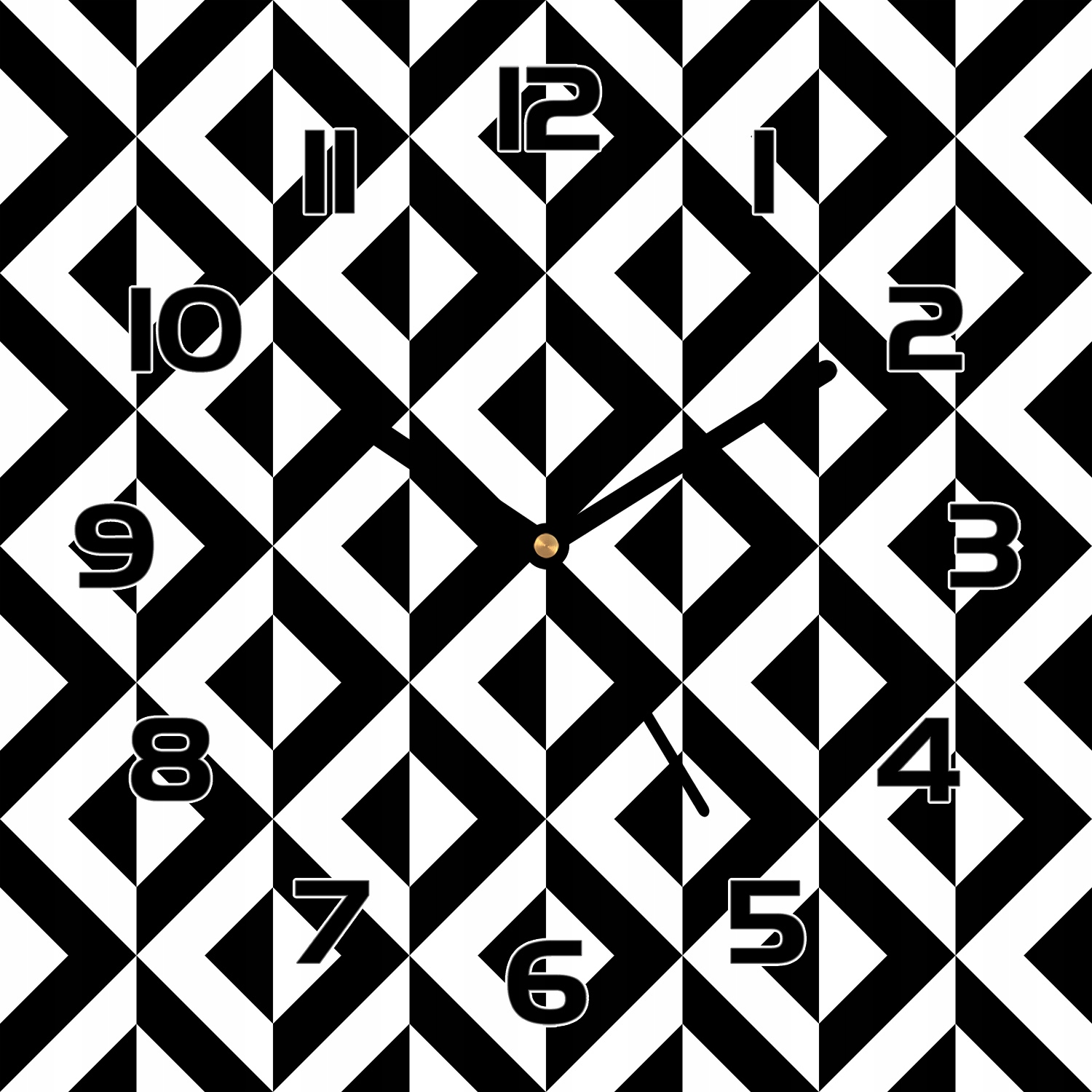 

Ładny zegar na szkle Geometryczna iluzja 30x30 cm