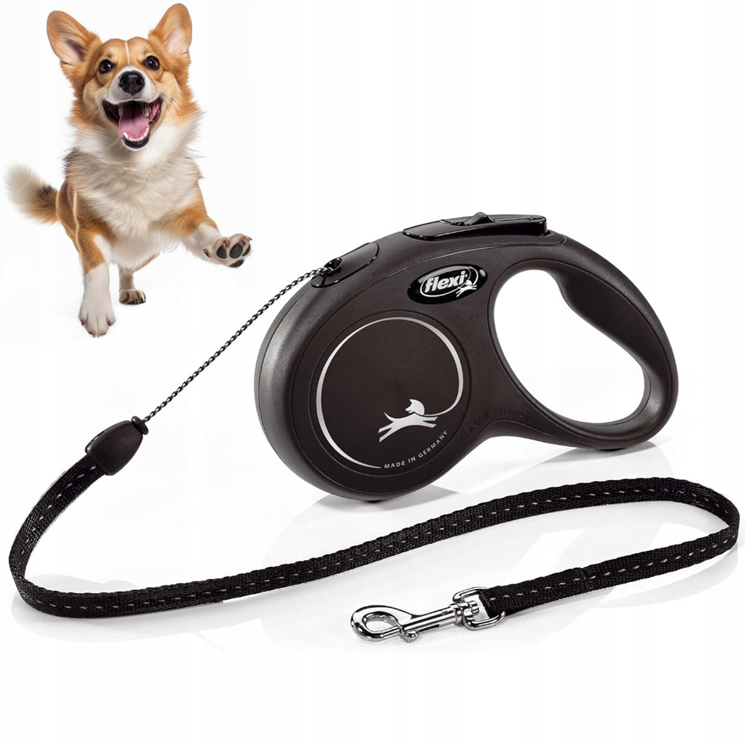 Levně Vodítko pro psa Automatická S New Classic Flexi do 12 Kg Lanko 8M Černá