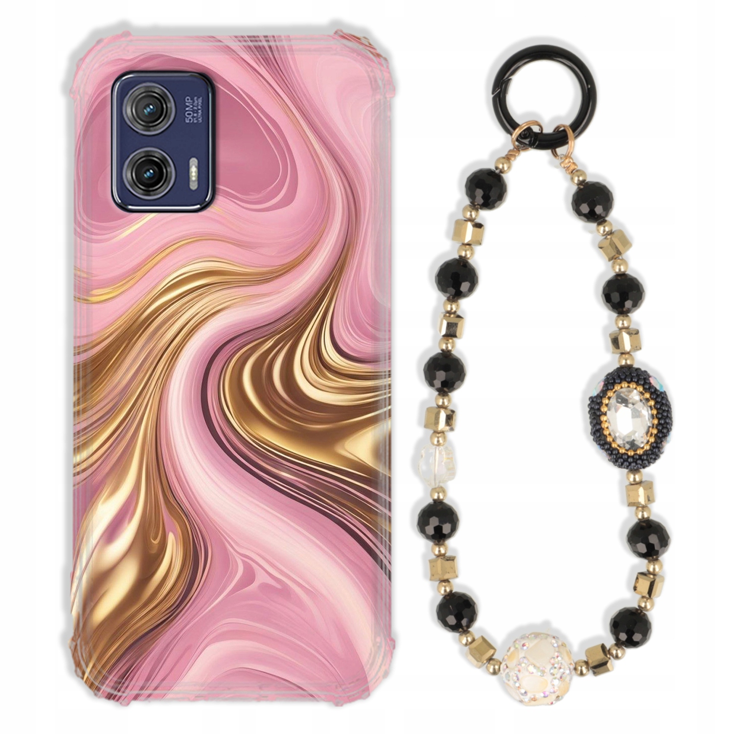 Puzdro Pre Motorola G73 Case Antishock Zirkóny Čierno Zlaté|odolné|silné