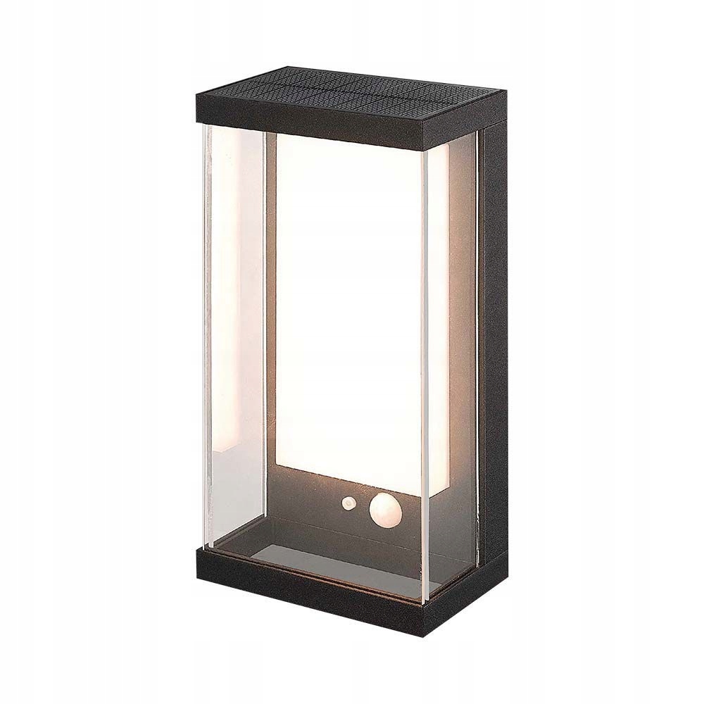 V-tac Solární Led nástěnné svítidlo IP54 1W Snímač pohybu Antracit 3000K